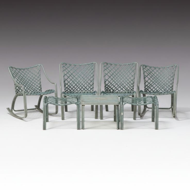 Brown Jordan Vinyl Strap Patio Lounge Furnishings, Late 20th Century