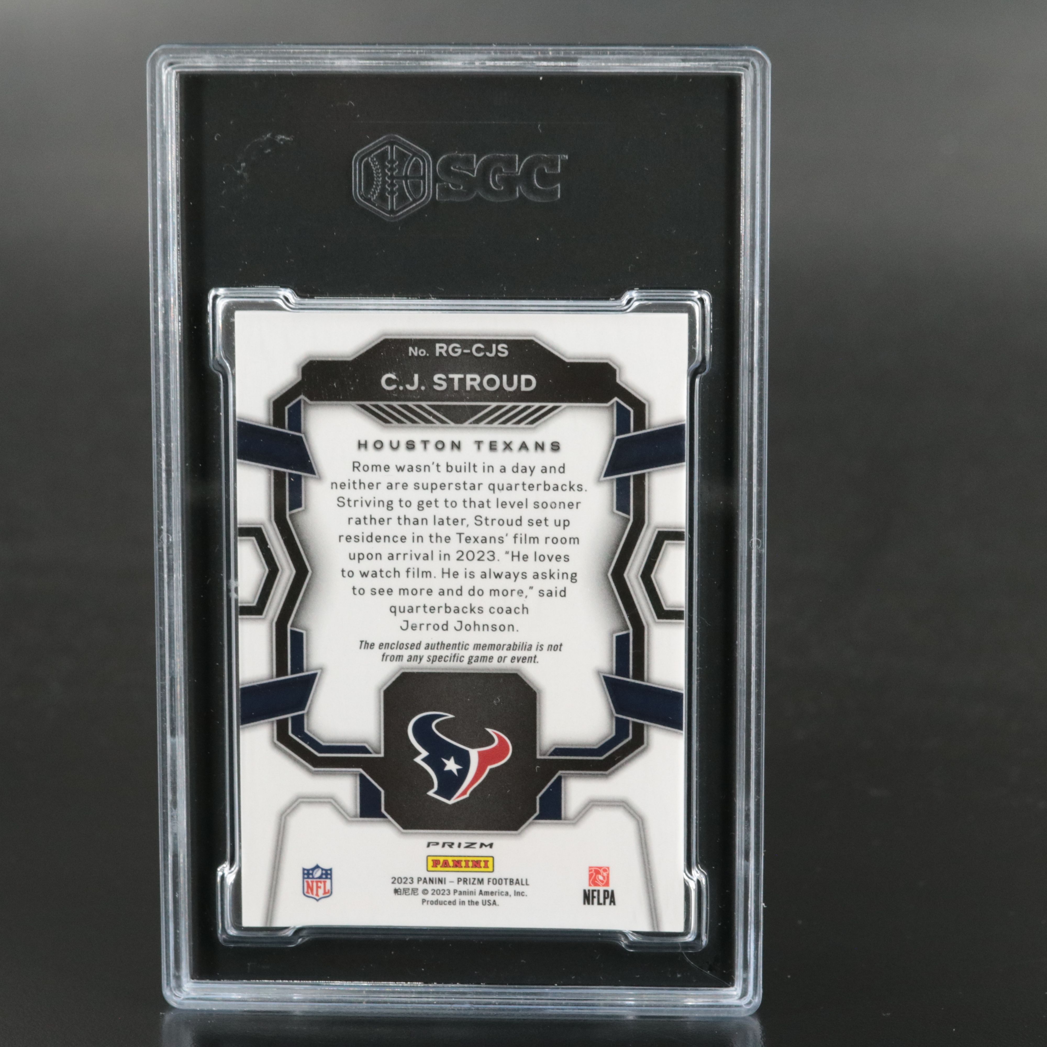 2023 Prizm C.J. Stroud Rookie Gear Relic Football Card Graded SGC 10