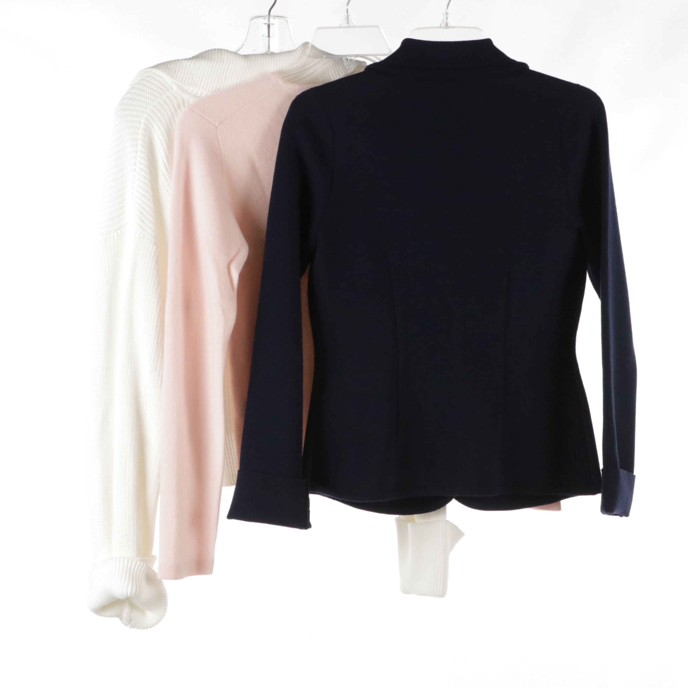 Rag & Bone Navy Wool Blend Blazer, J. Crew Pink Cashmere Sweater, Other Knit Top