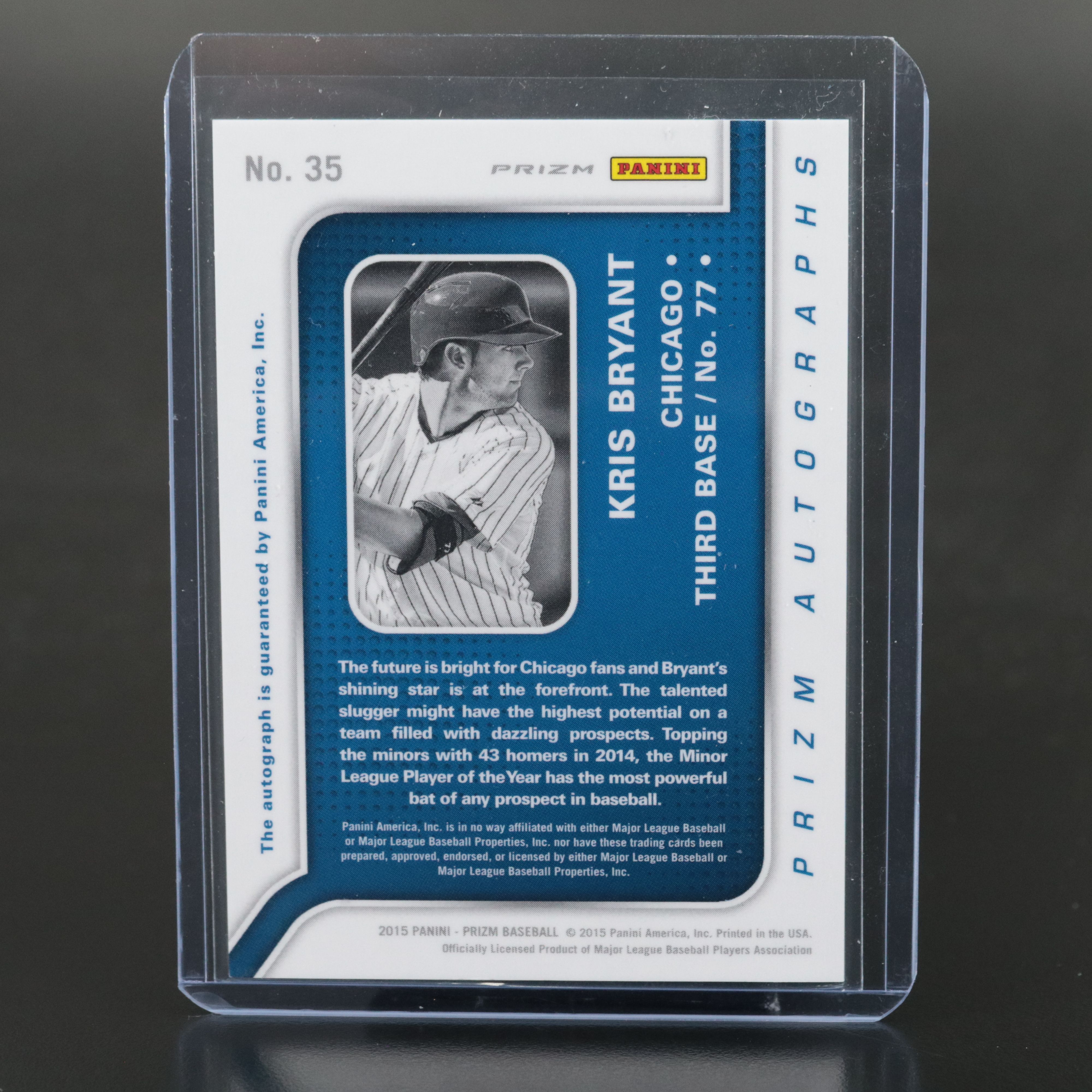 2015 Kris Bryant Prizm Signed Purple Baseball Card No. 05/99