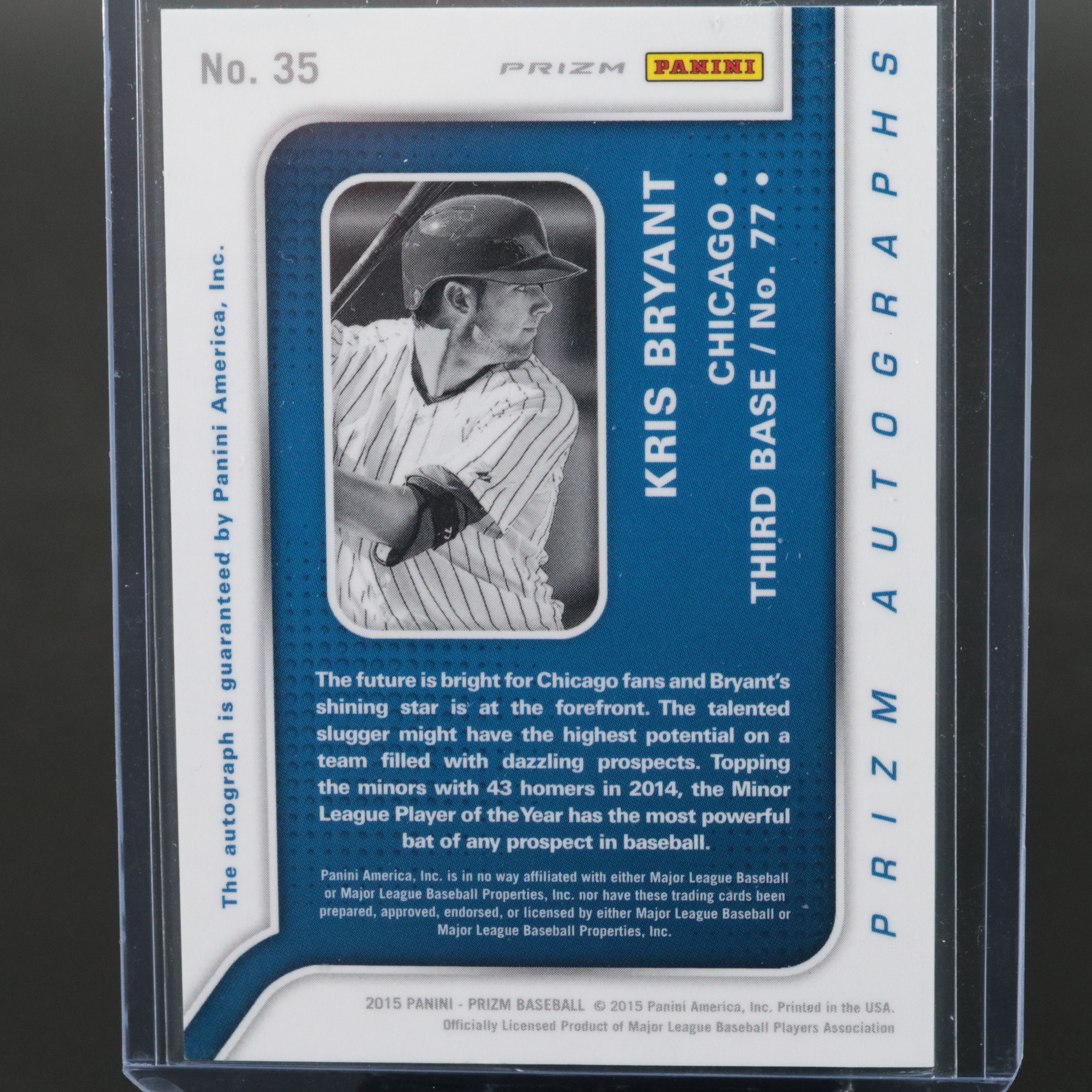 2015 Kris Bryant Prizm Signed Purple Baseball Card No. 05/99