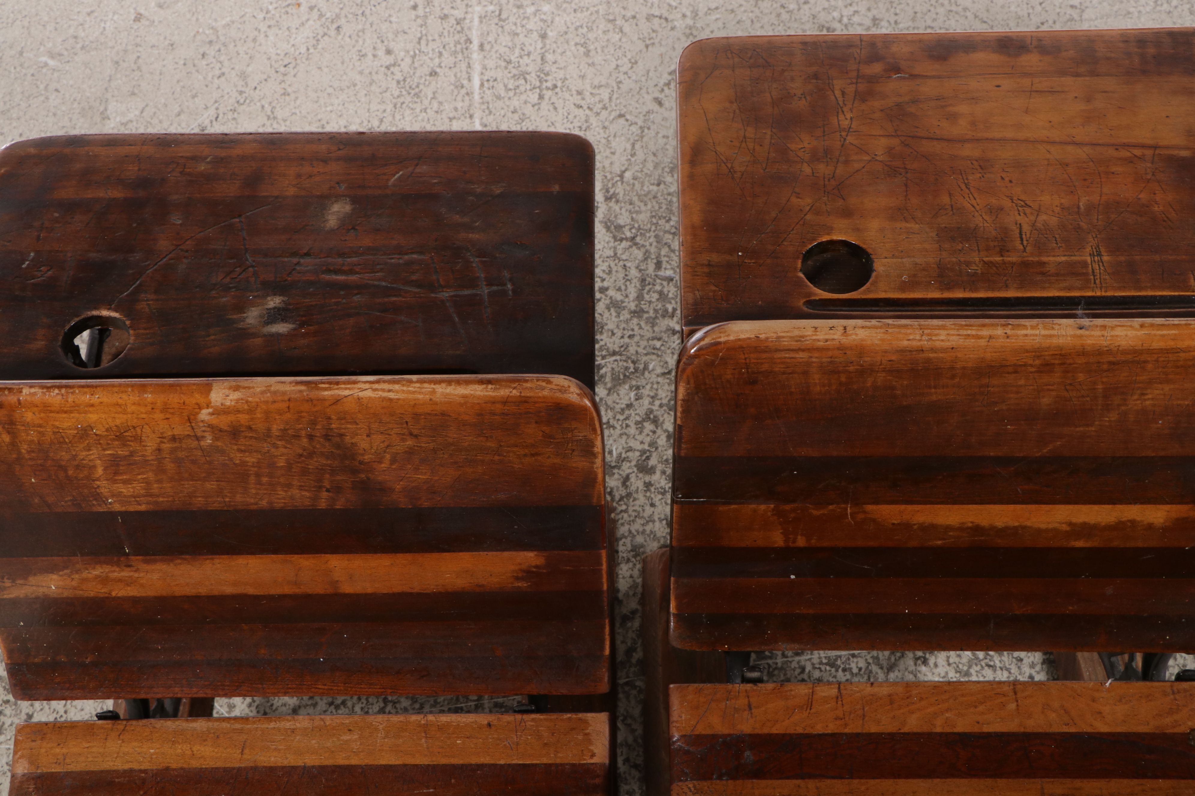 Victorian A.H. Andrews & Co. Cast Iron and Wood School Desks