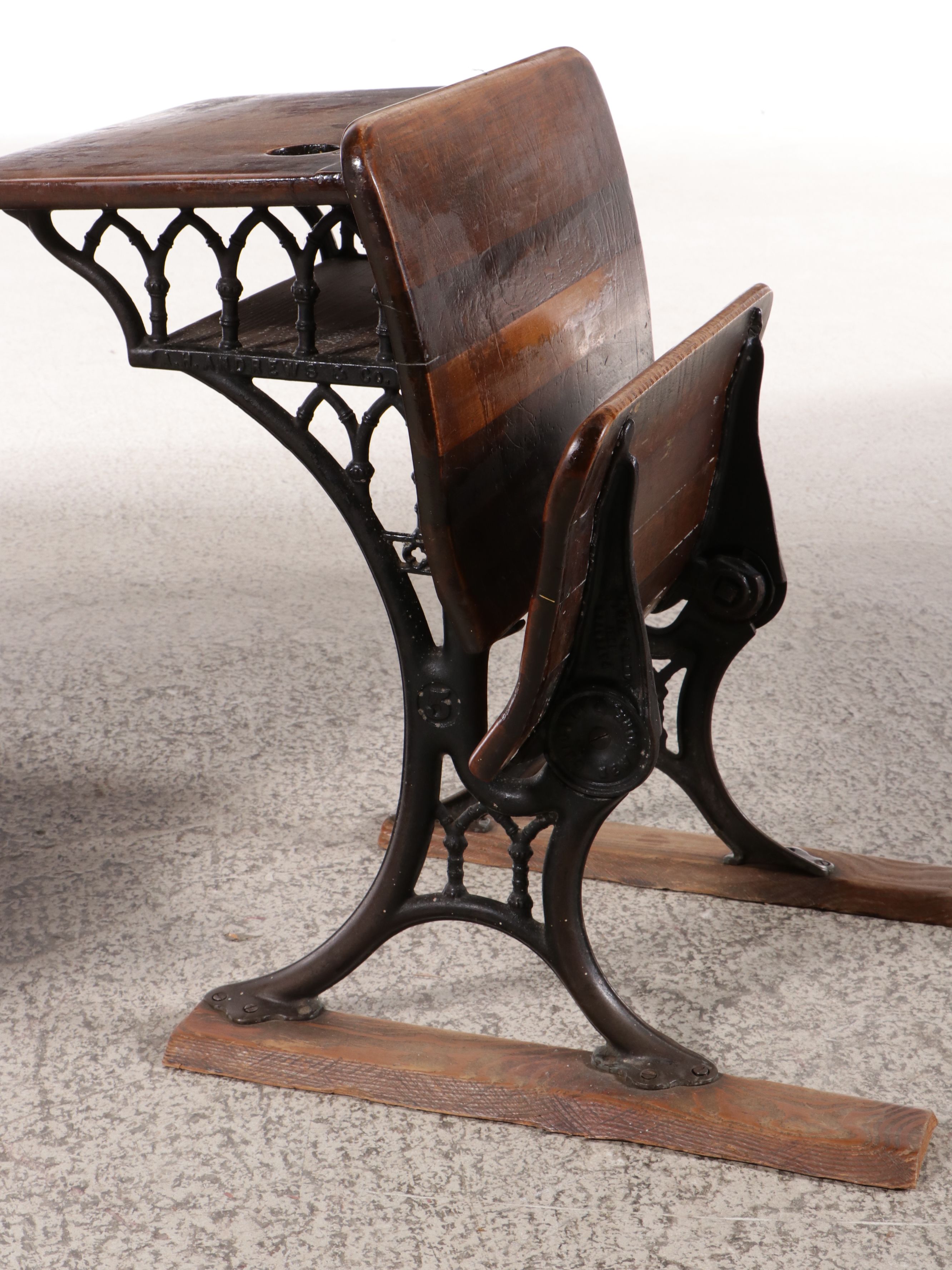 Victorian A.H. Andrews & Co. Cast Iron and Wood School Desks