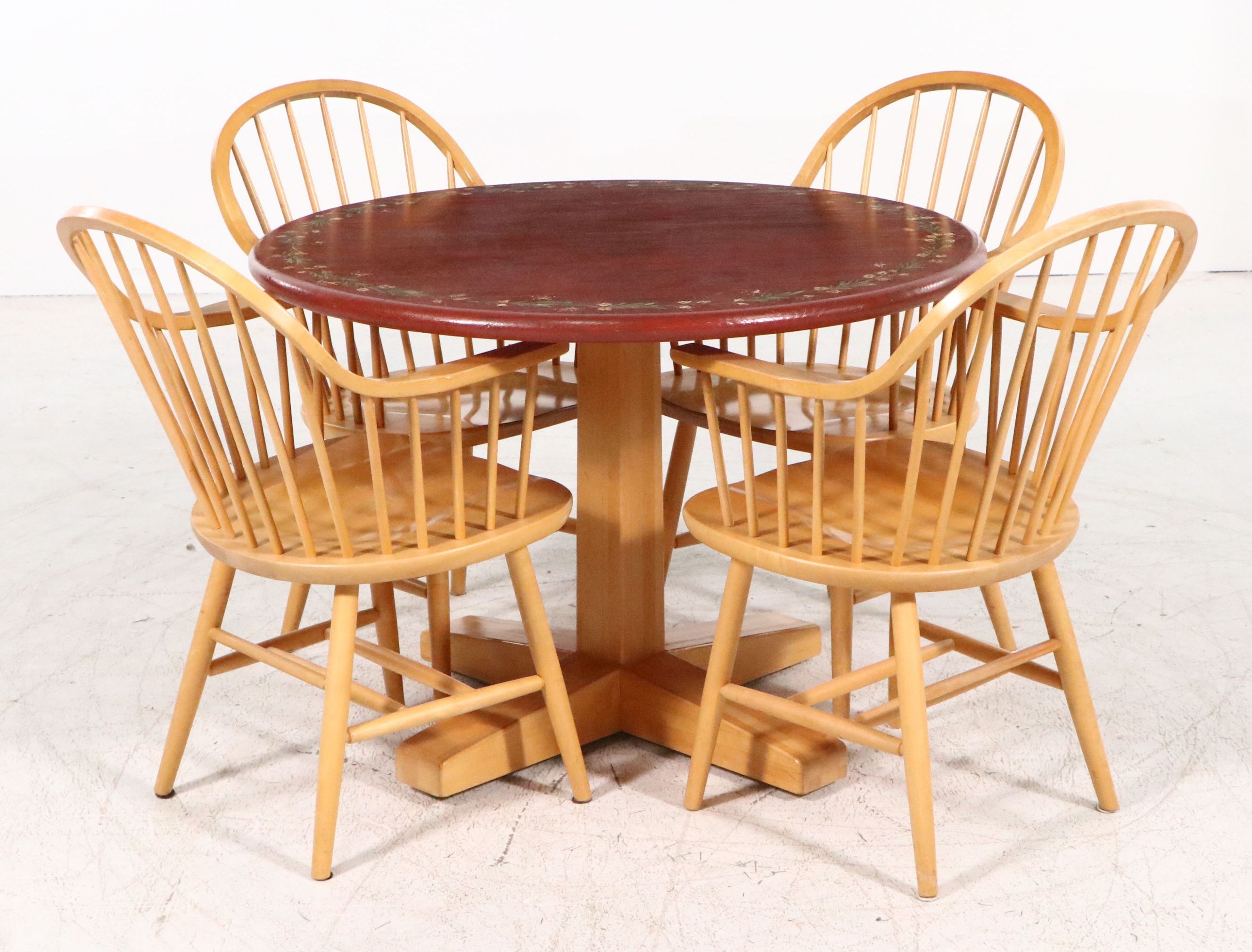 Five Piece Dining Set with John Boos & Company Windsor Style Chairs