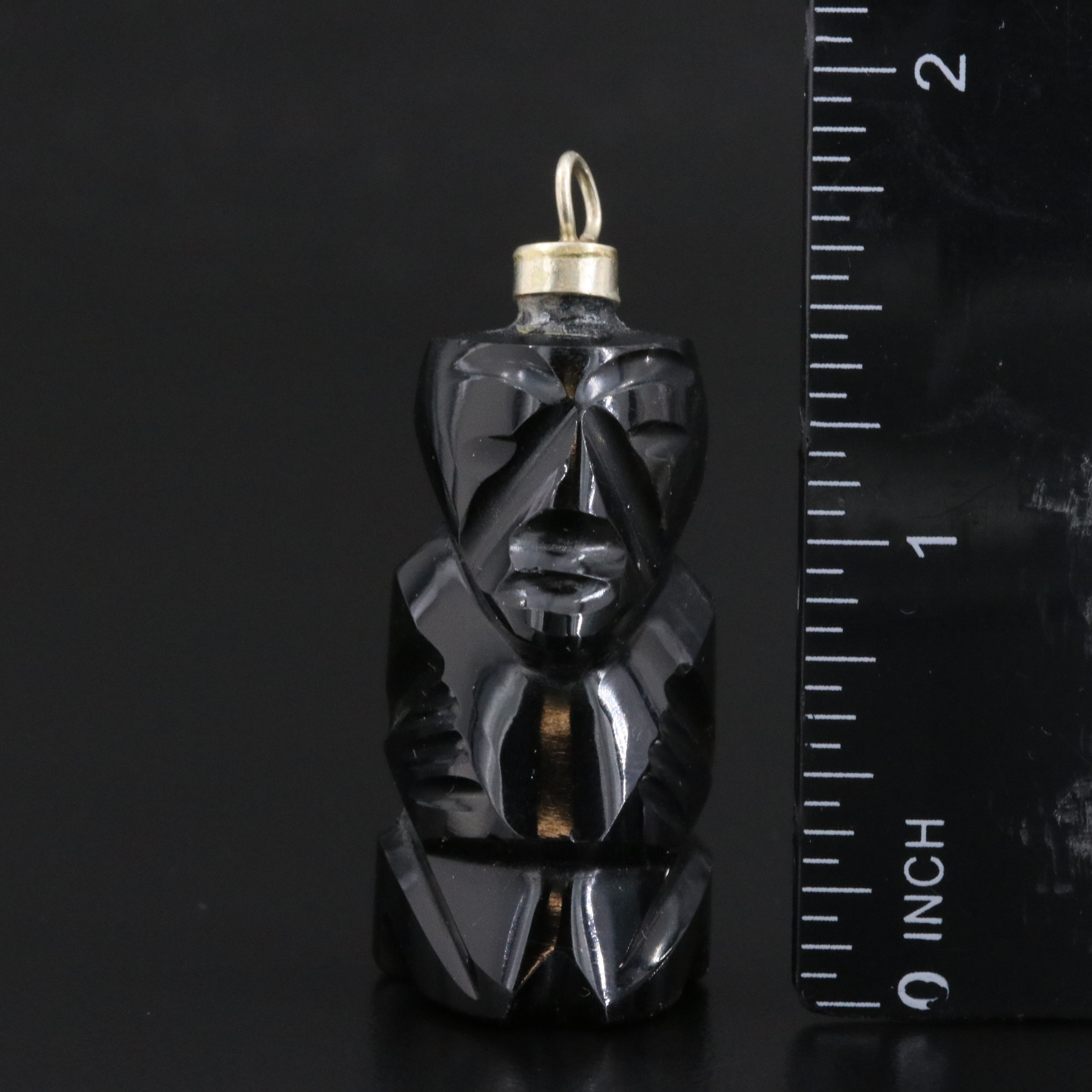 Carved Obsidian Totem Pendant