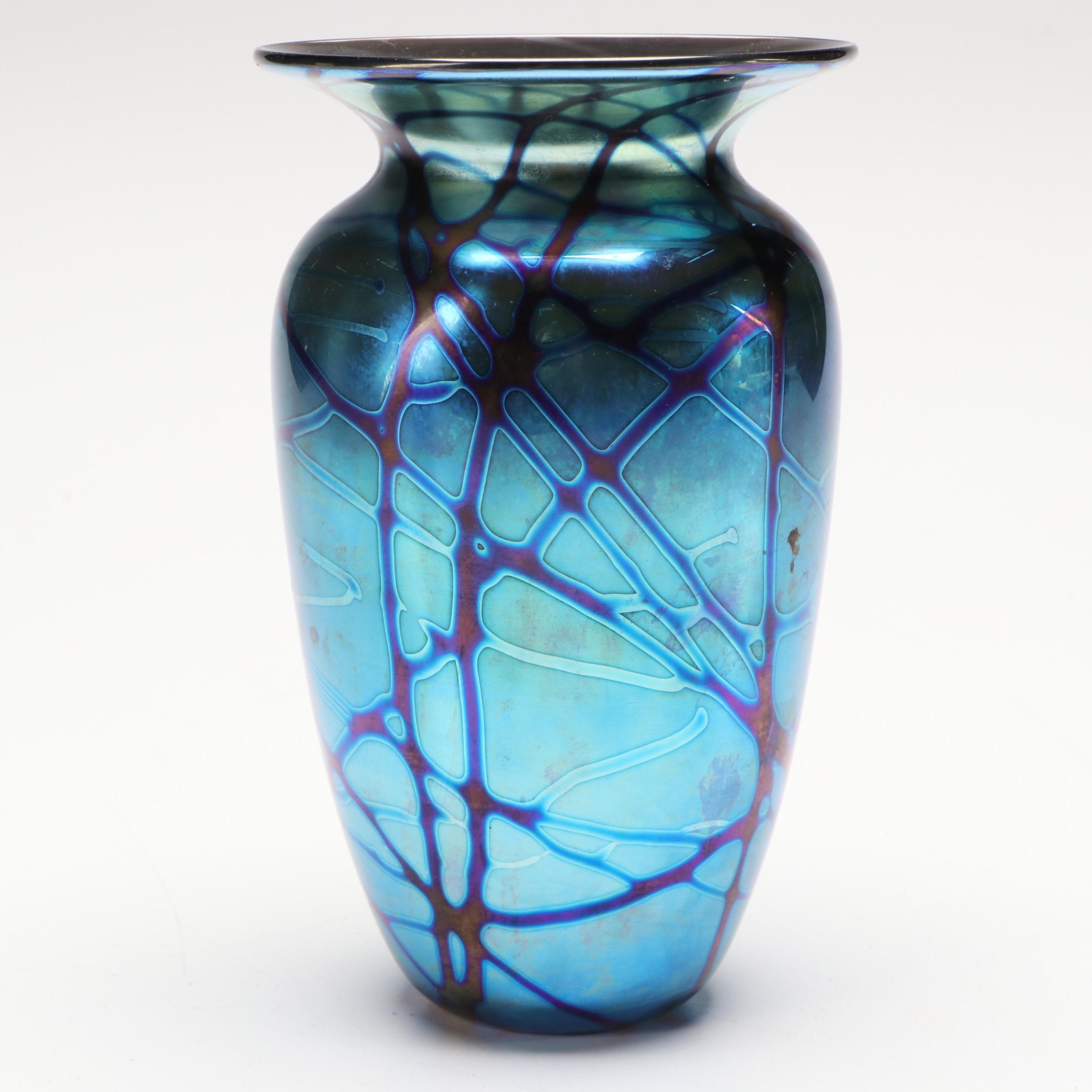 Elaine Hyde Iridescent Glass Vase, 1994