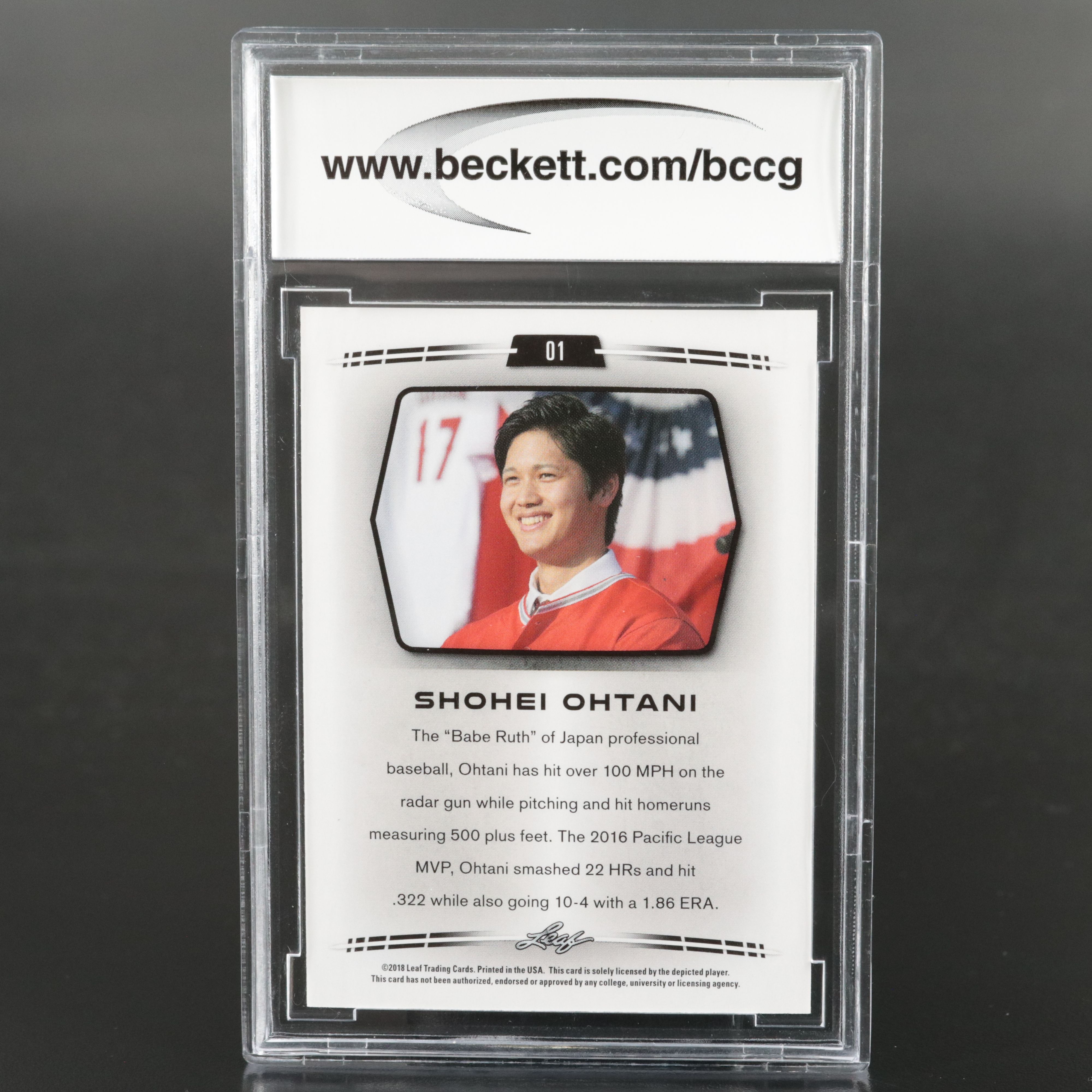 2018 Leaf Shohei Ohtani Rookie Year Baseball Card Graded BCCG 10