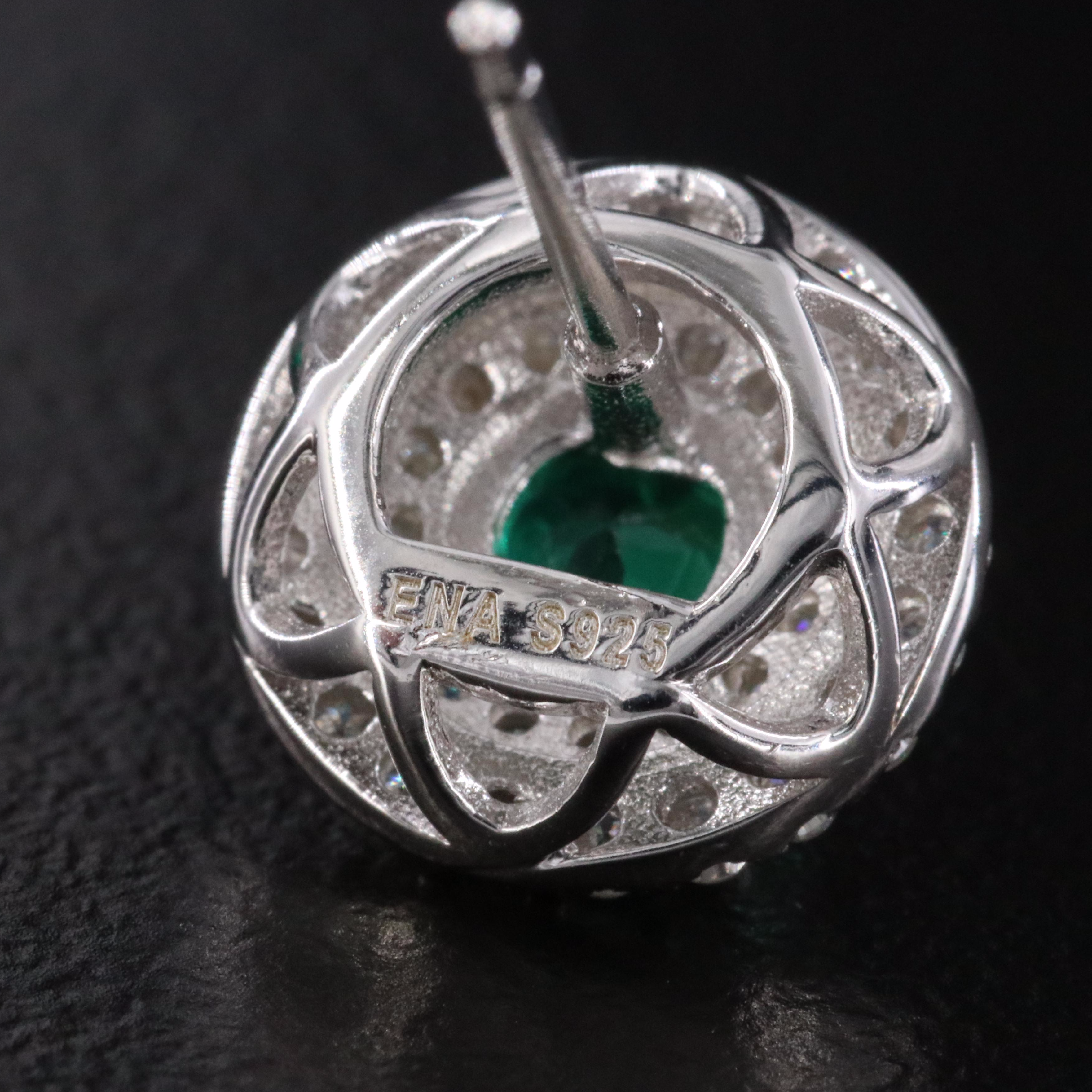 Sterling Emerald and Moissanite Earrings