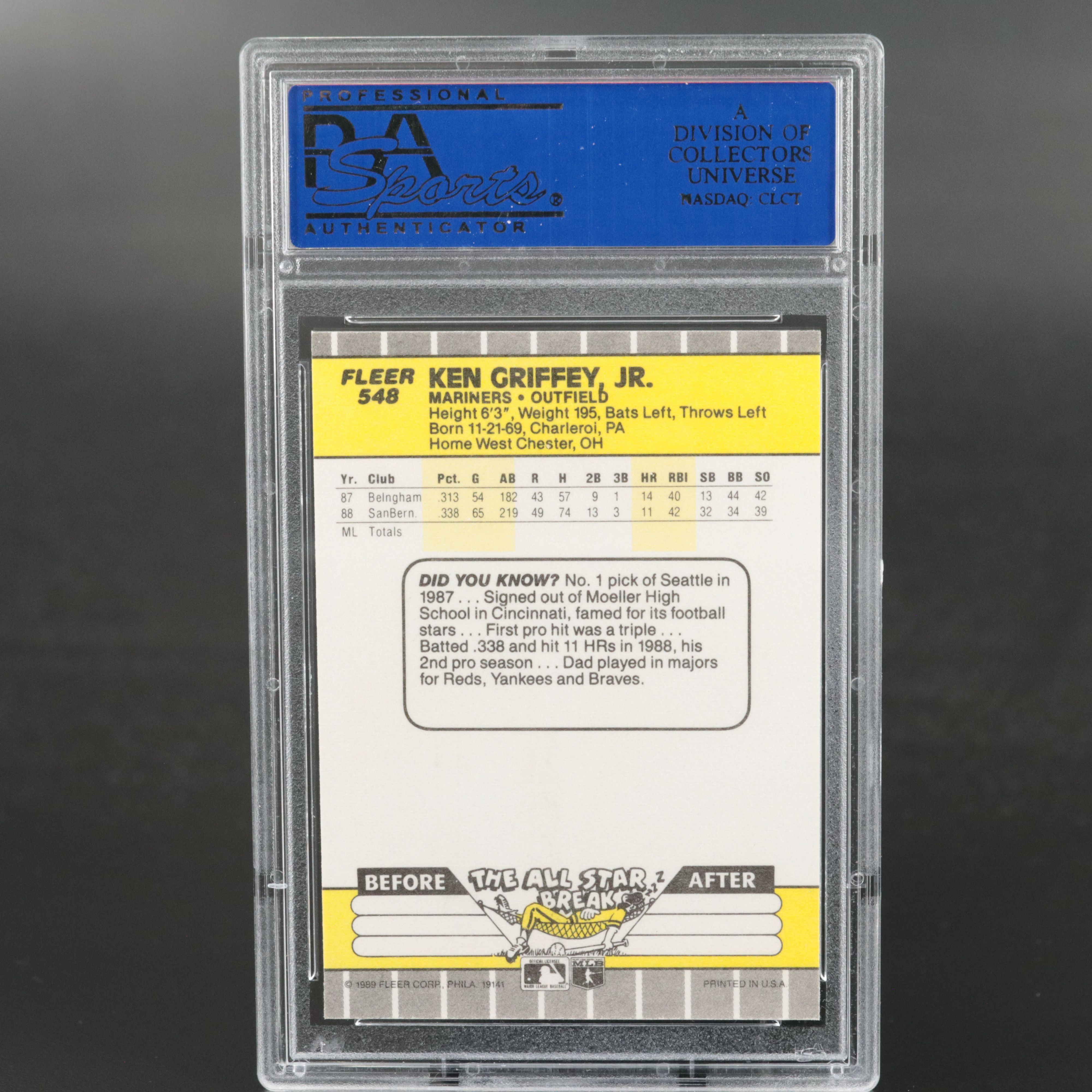 1989 Fleer Ken Griffey Jr. Rookie Baseball Card Graded PSA 9