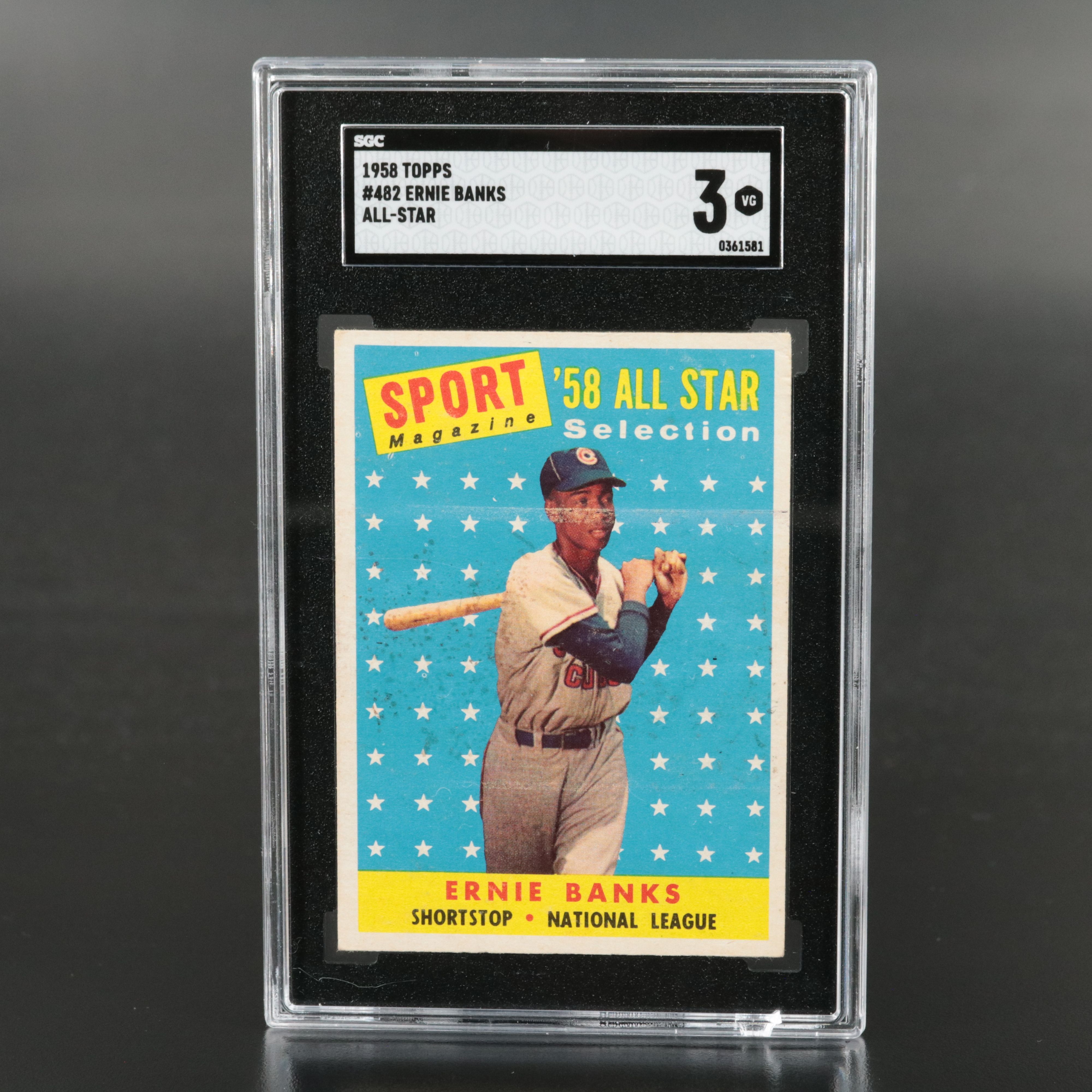 1958 Topps Ernie Banks Chicago Cubs All-Star Baseball Card Graded SGC 3