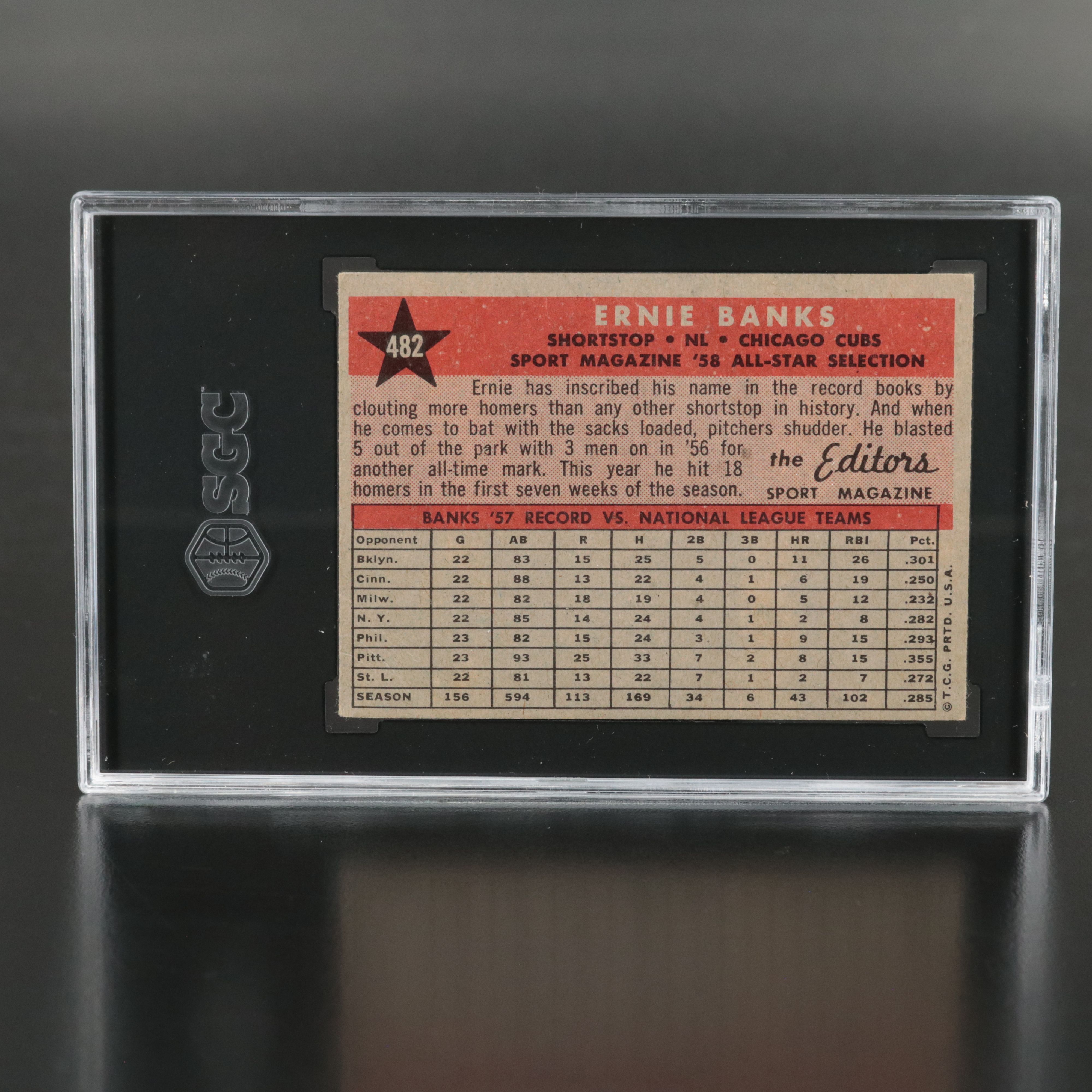 1958 Topps Ernie Banks Chicago Cubs All-Star Baseball Card Graded SGC 3