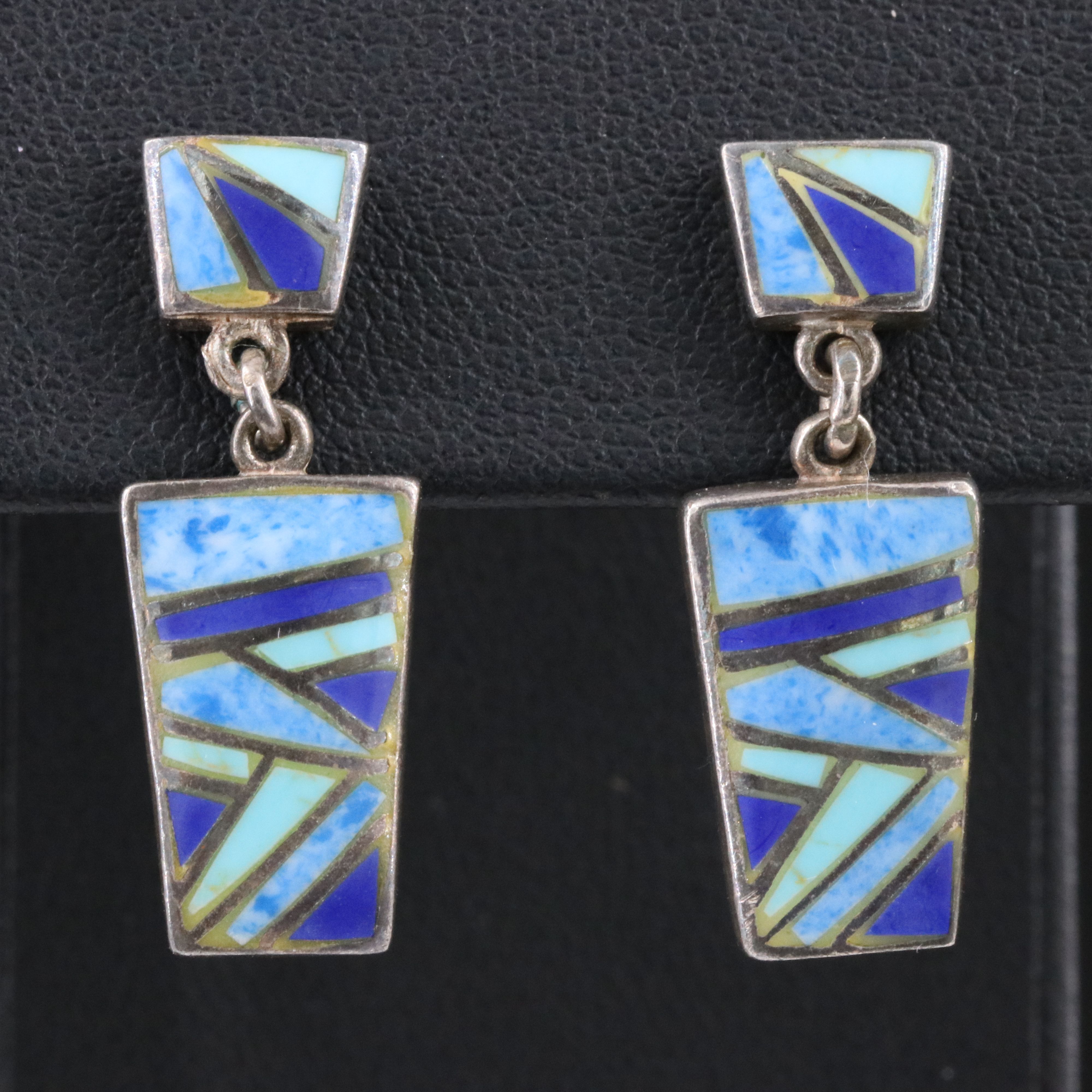 Sterling Inlay Drop Earrings