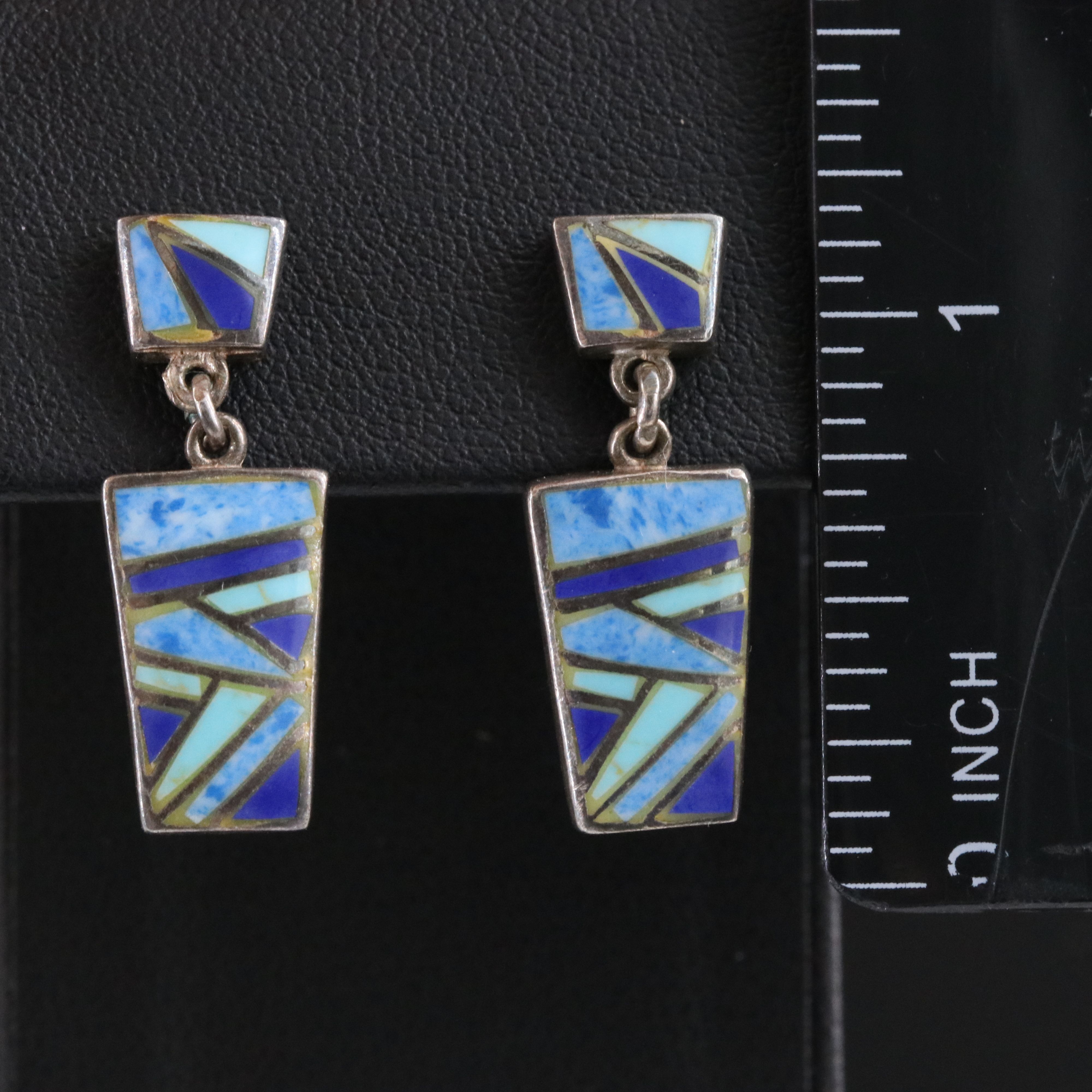 Sterling Inlay Drop Earrings