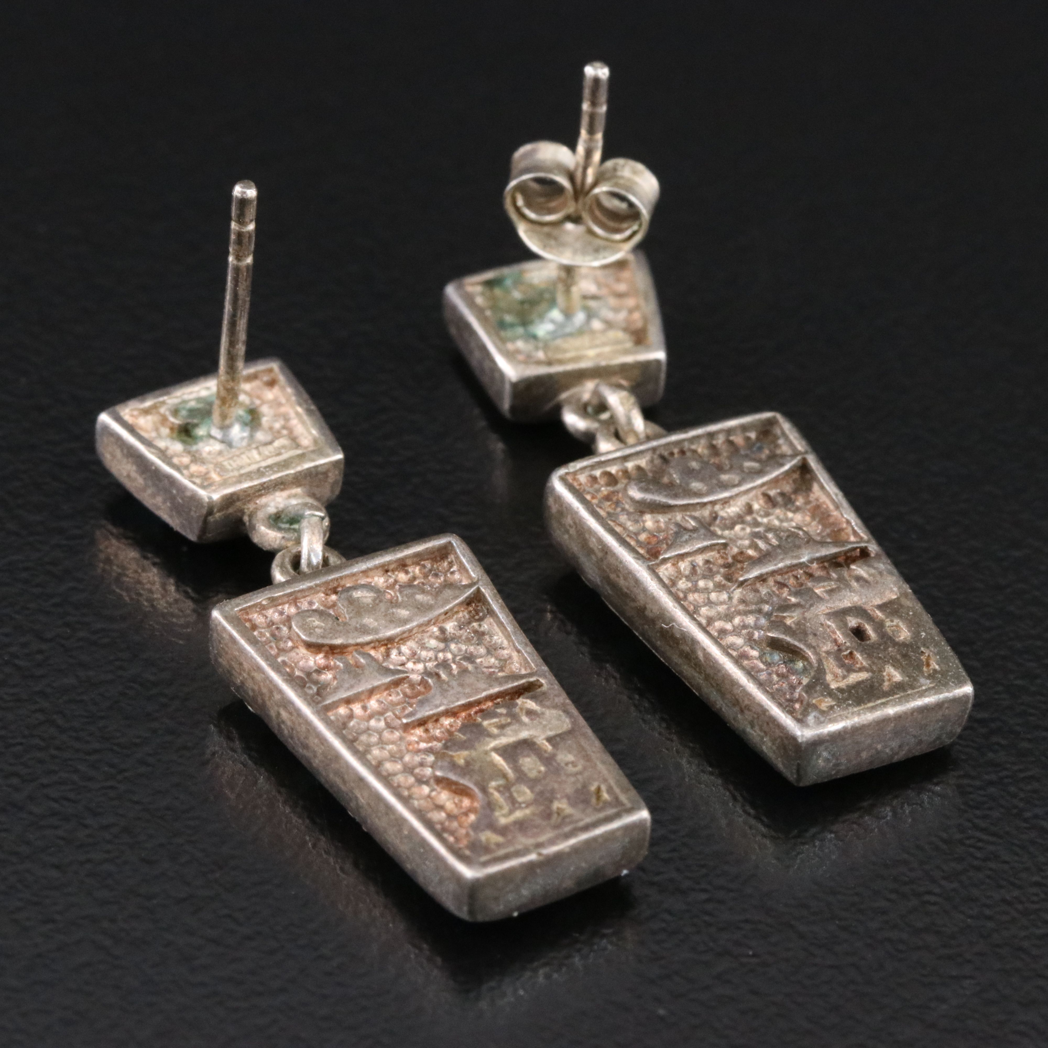 Sterling Inlay Drop Earrings