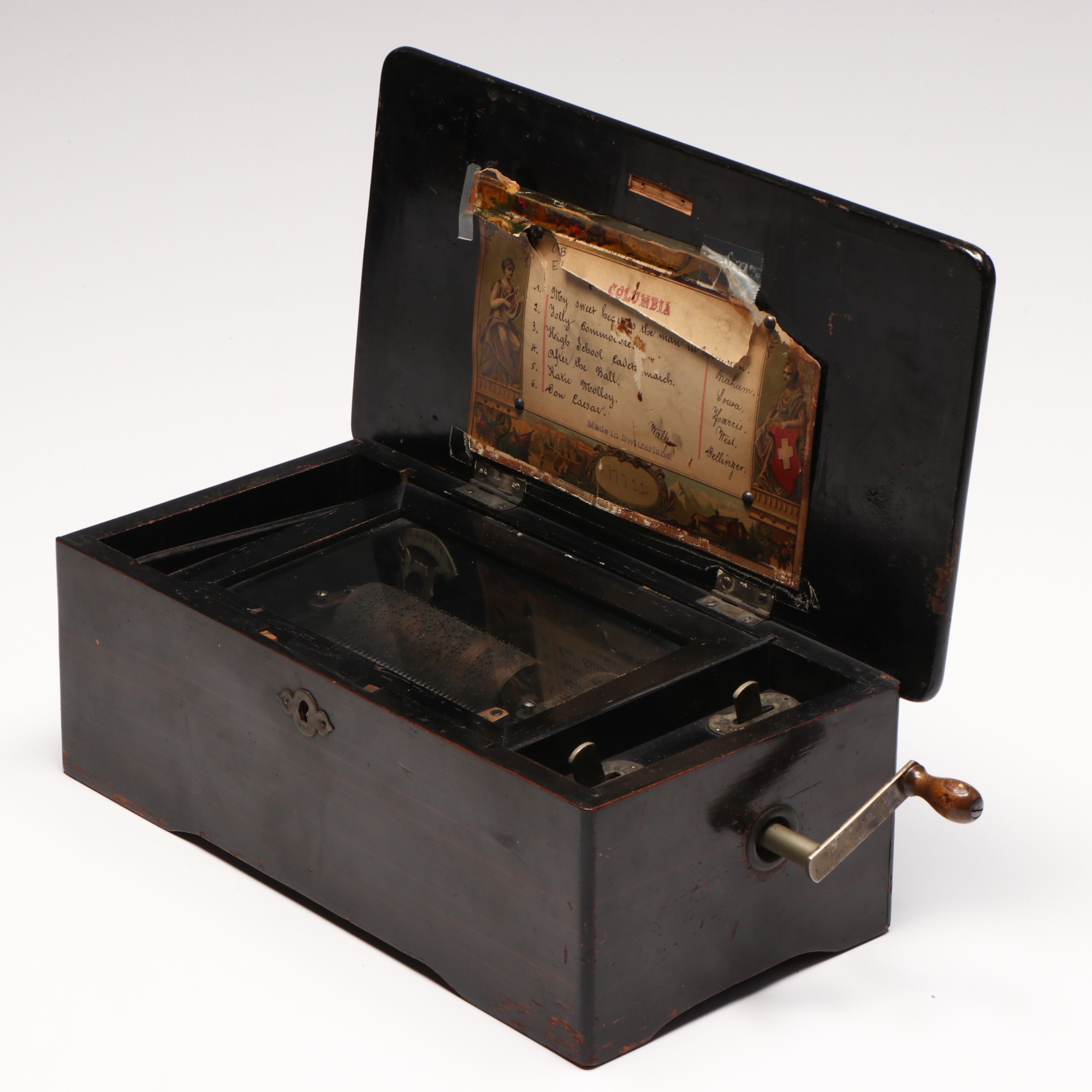 Victorian Rosewood Cylindrical Music Box, Late 19th/ Early 20th Century