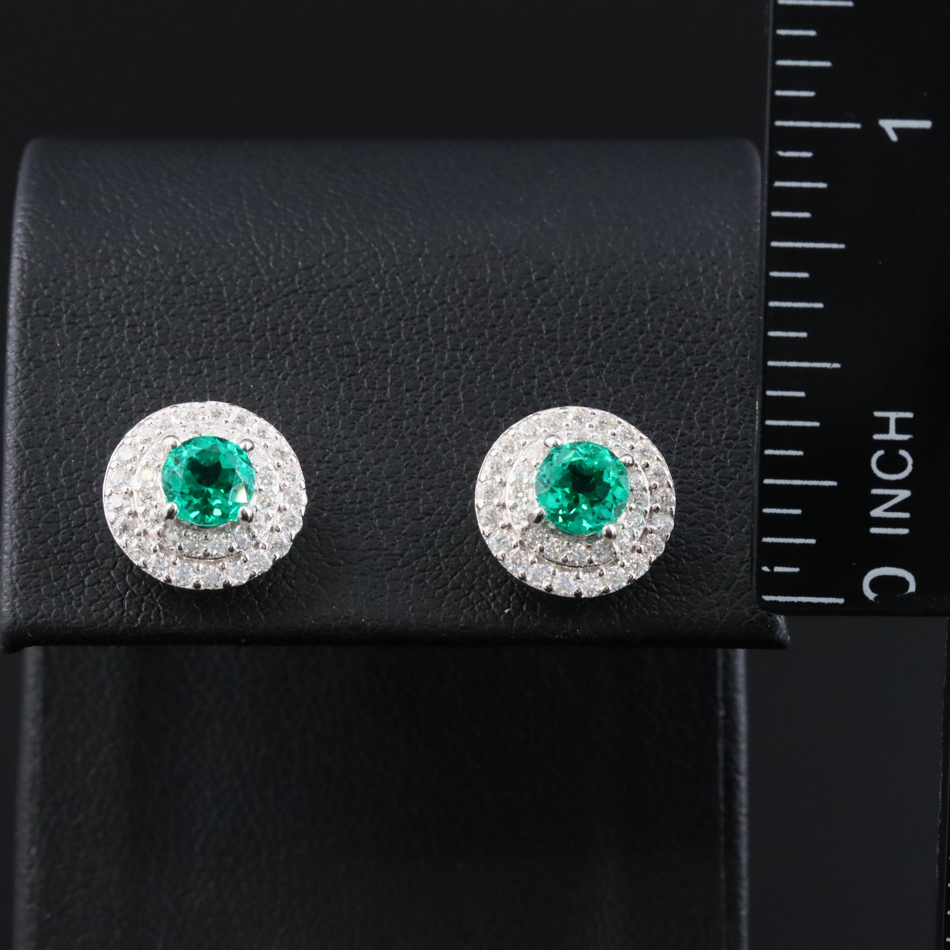 Sterling Emerald and Moissanite Earrings