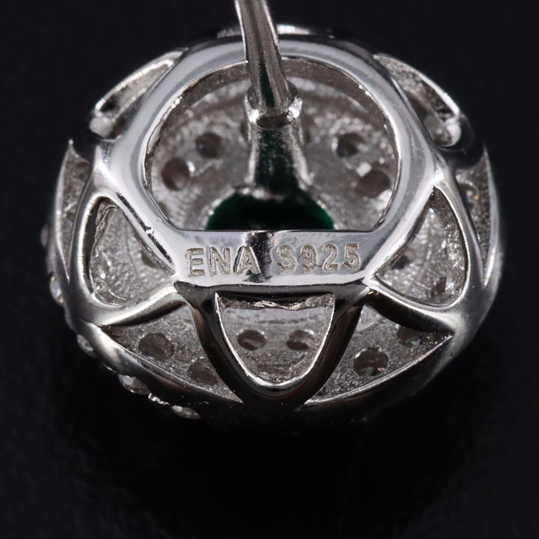 Sterling Emerald and Moissanite Earrings