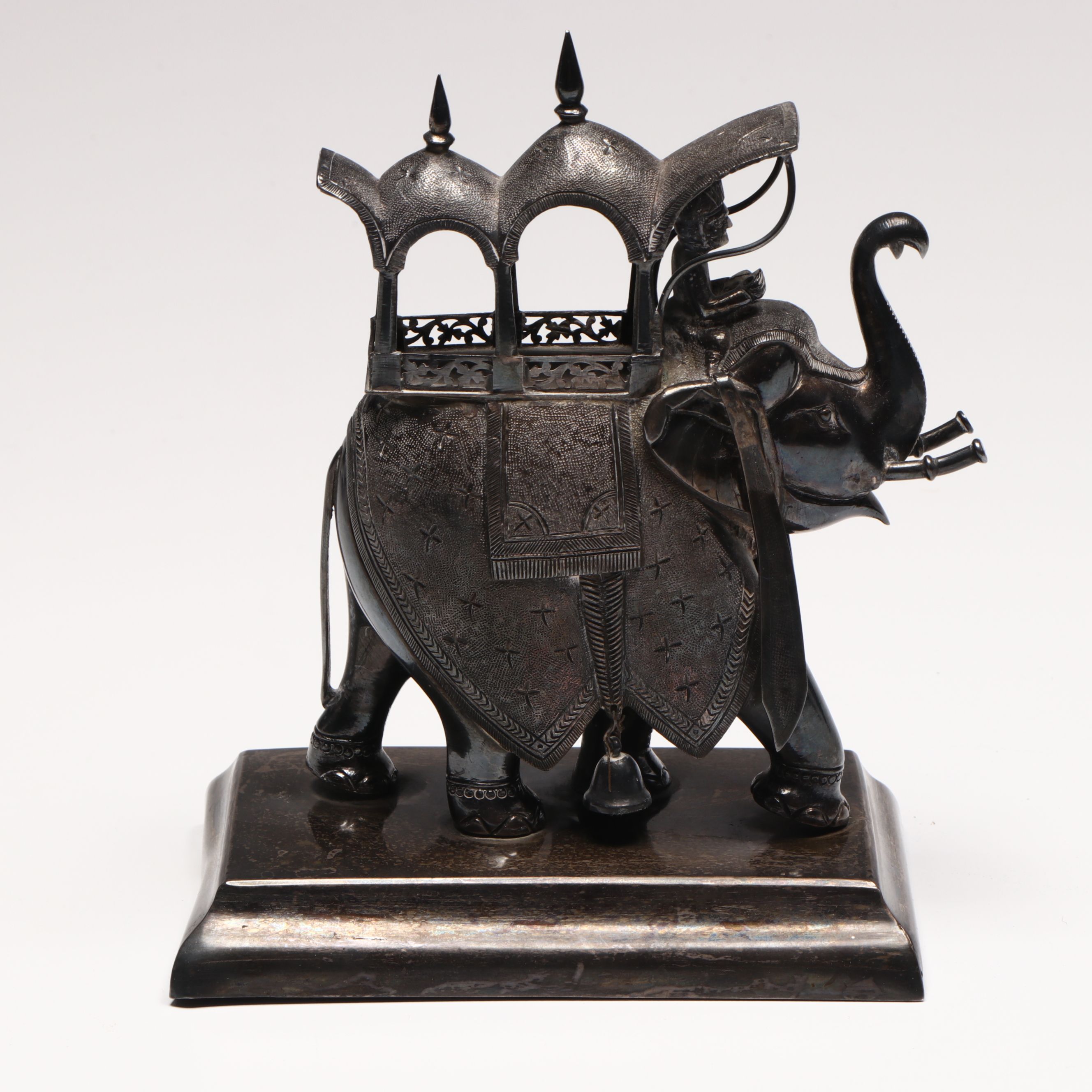 Brass Censer, Gems International Porcelain Box, and Metal Elephant Figurine