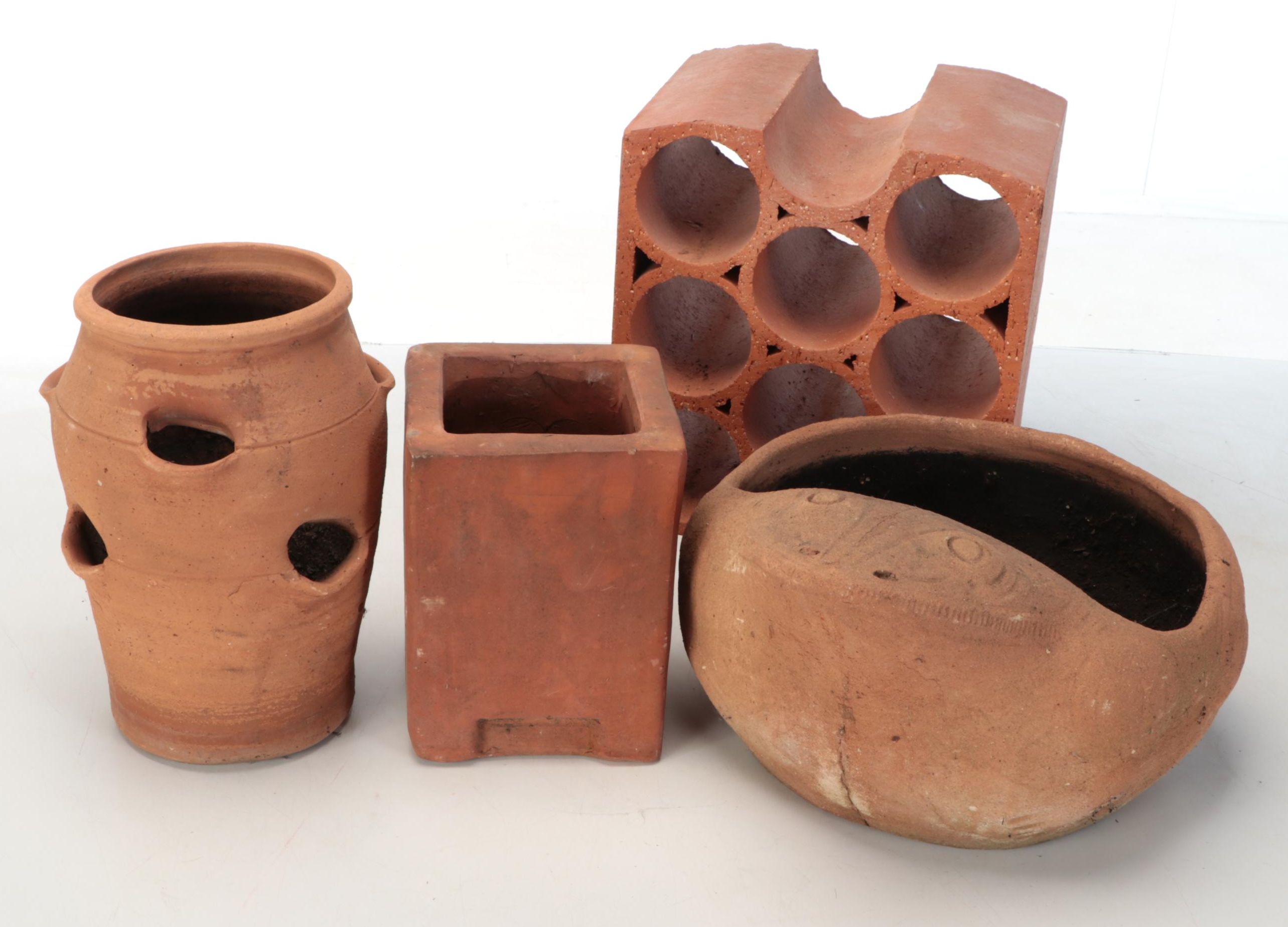 Terracotta Outdoor Planters with Wine Rack