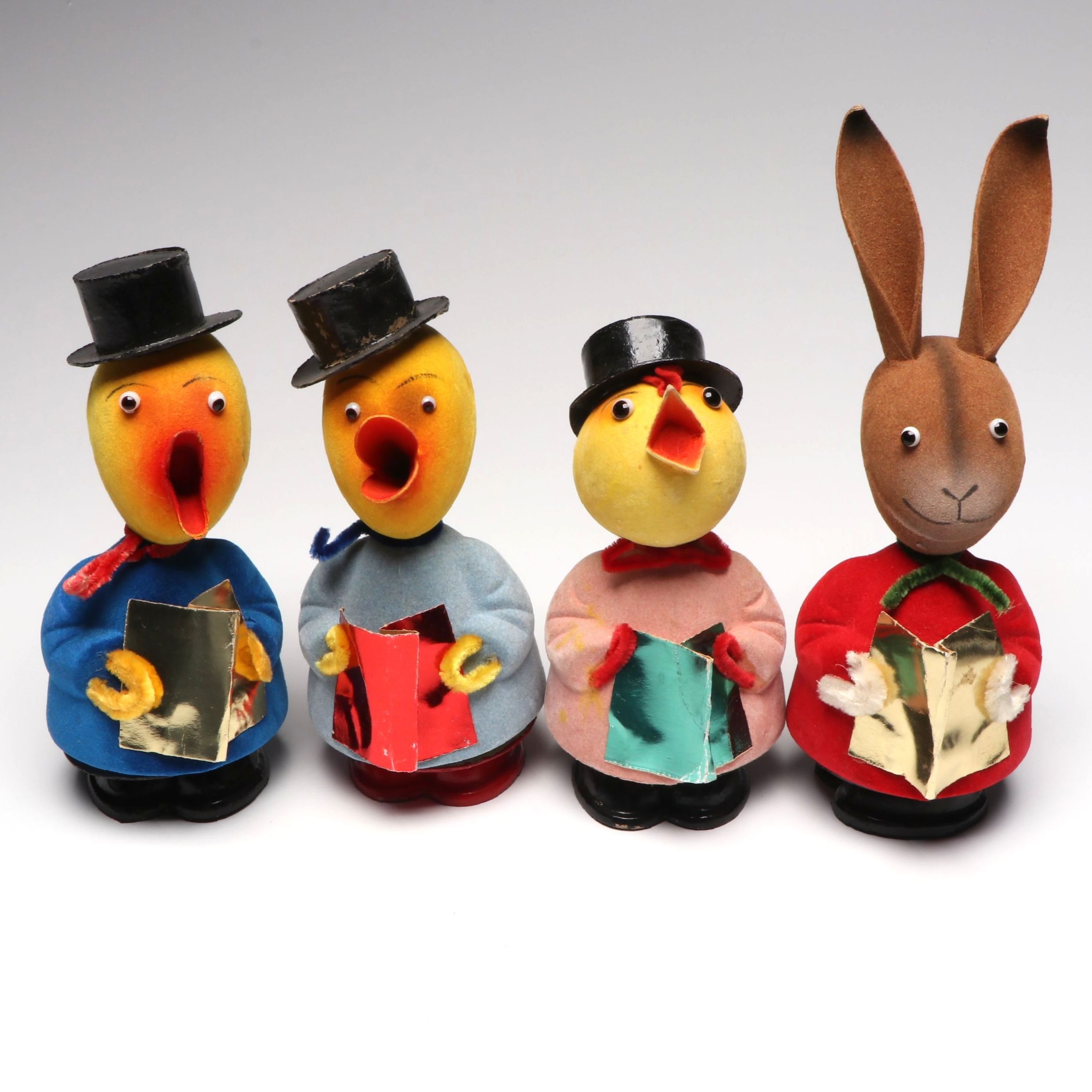 German Flocked Papier-Mâché Candy Containers