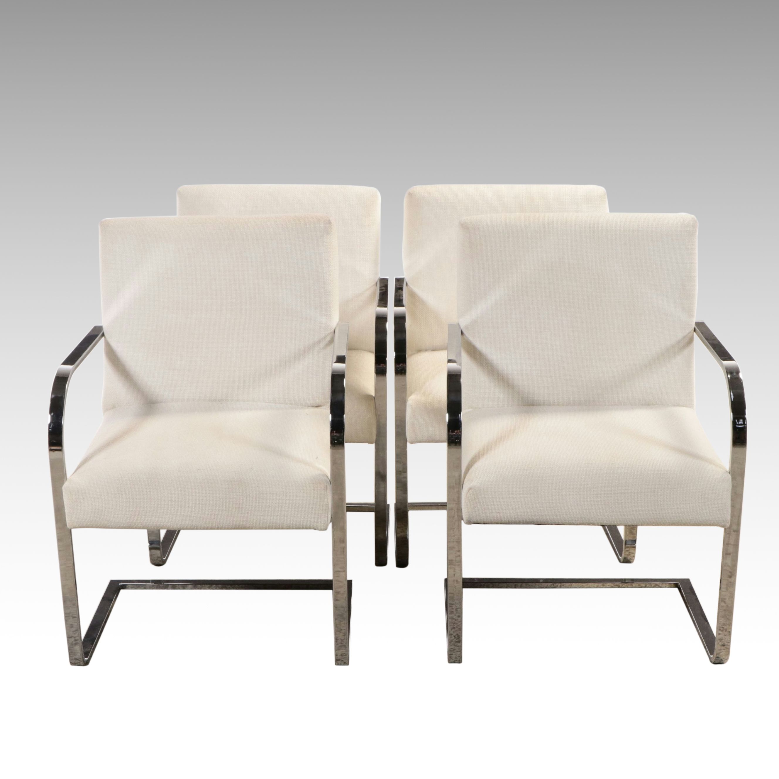 Four Williams-Sonoma "Gibson" Postmodernist Style Chrome Cantilevered Chairs