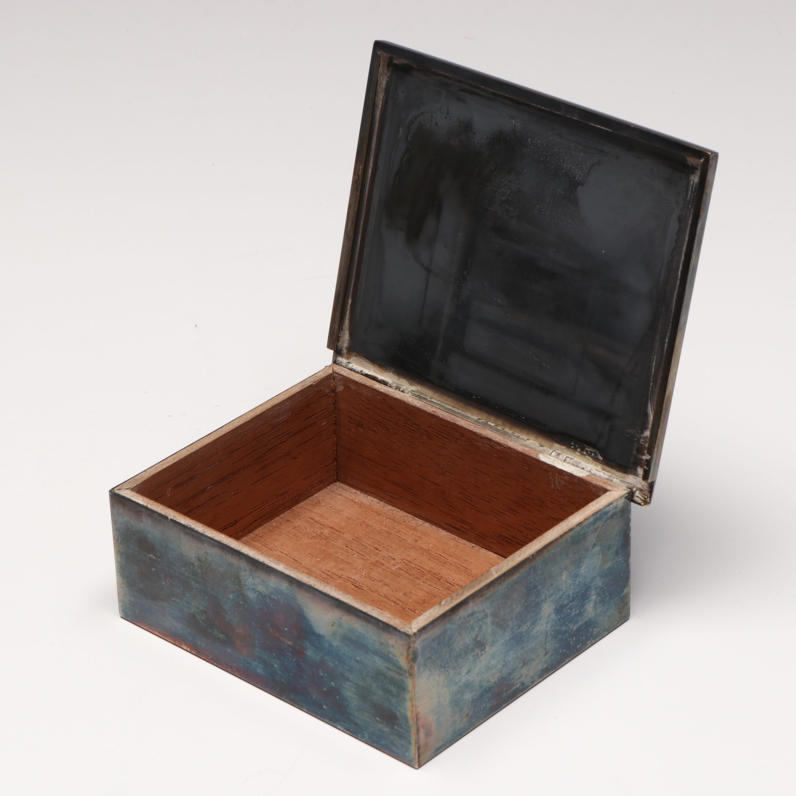 Reed & Barton Silver Plate Tobacco Box with Ronson Table Lighter