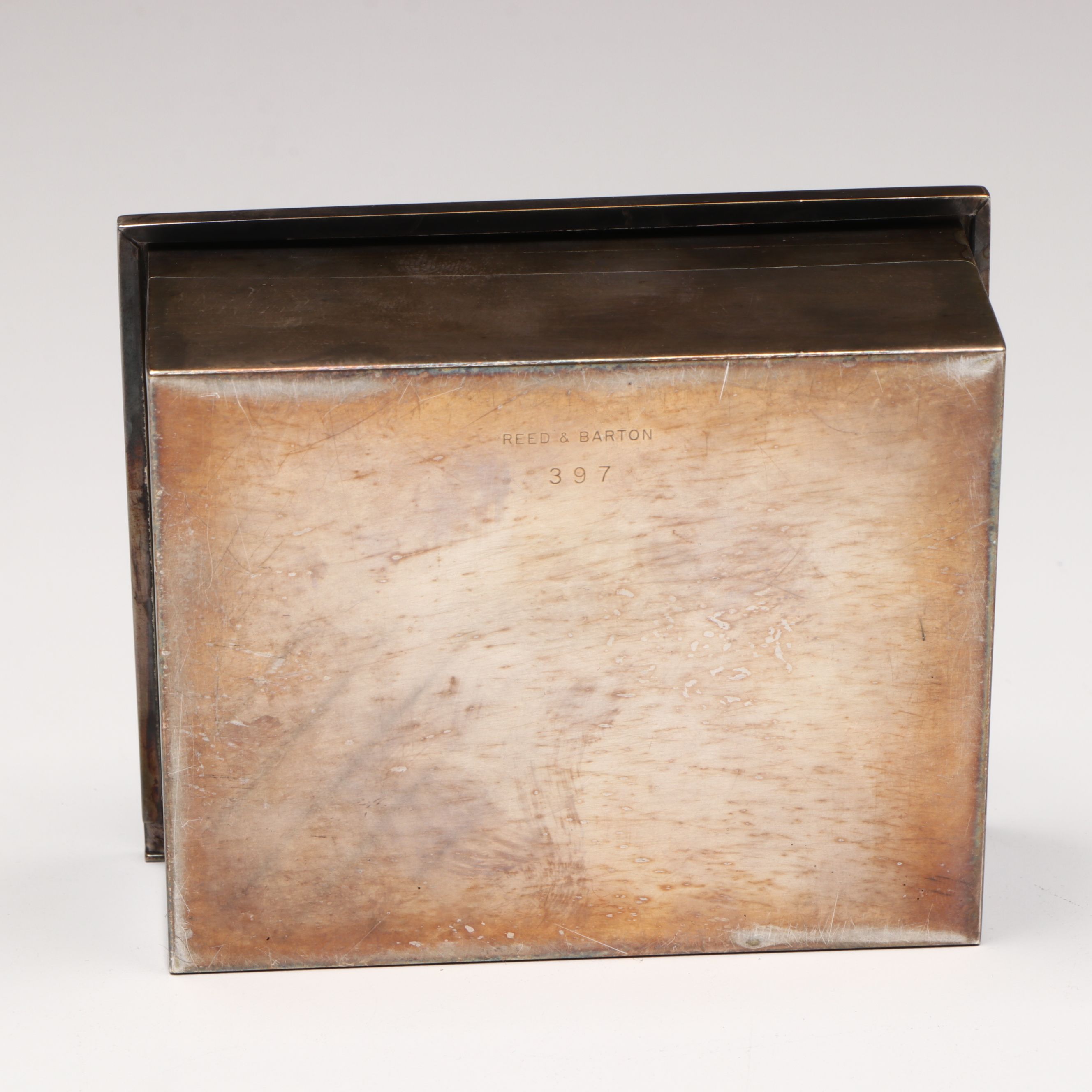 Reed & Barton Silver Plate Tobacco Box with Ronson Table Lighter