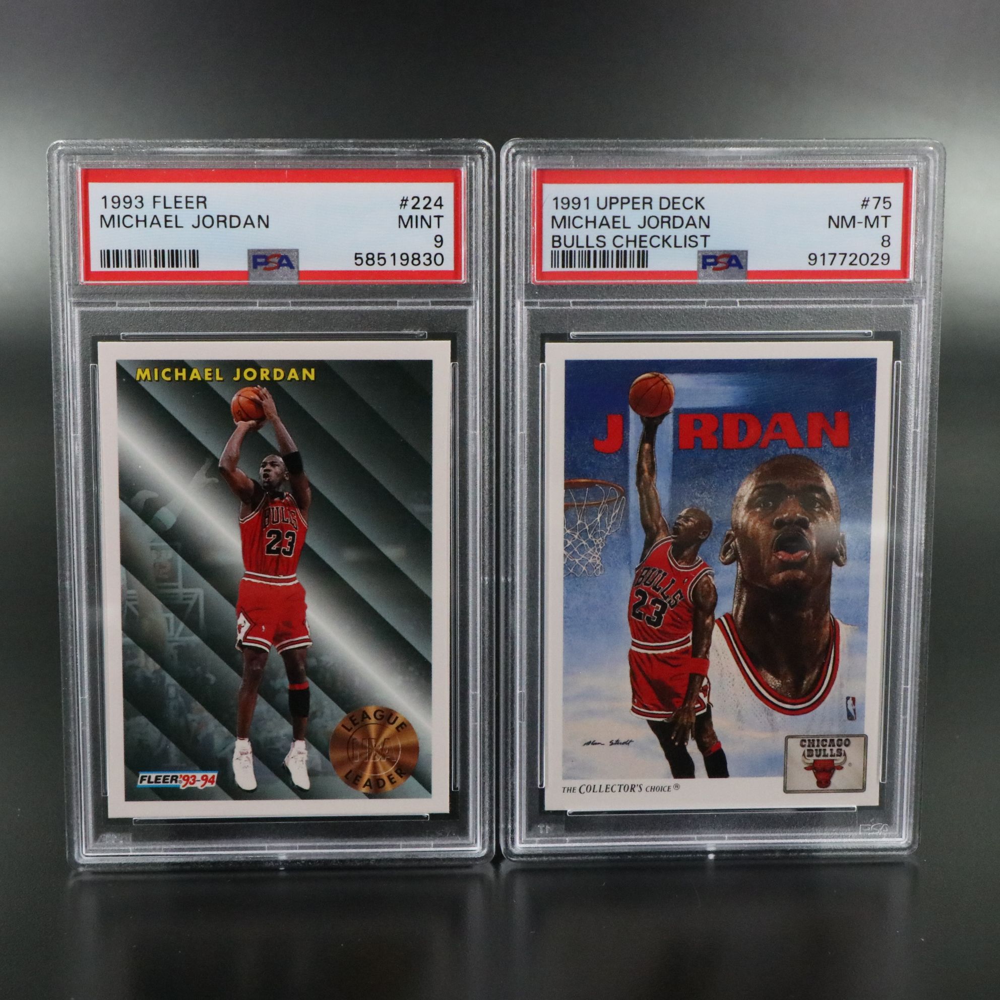 Upper Deck and Fleer Michael Jordan PSA Graded Chicago Bulls Basketball Cards
