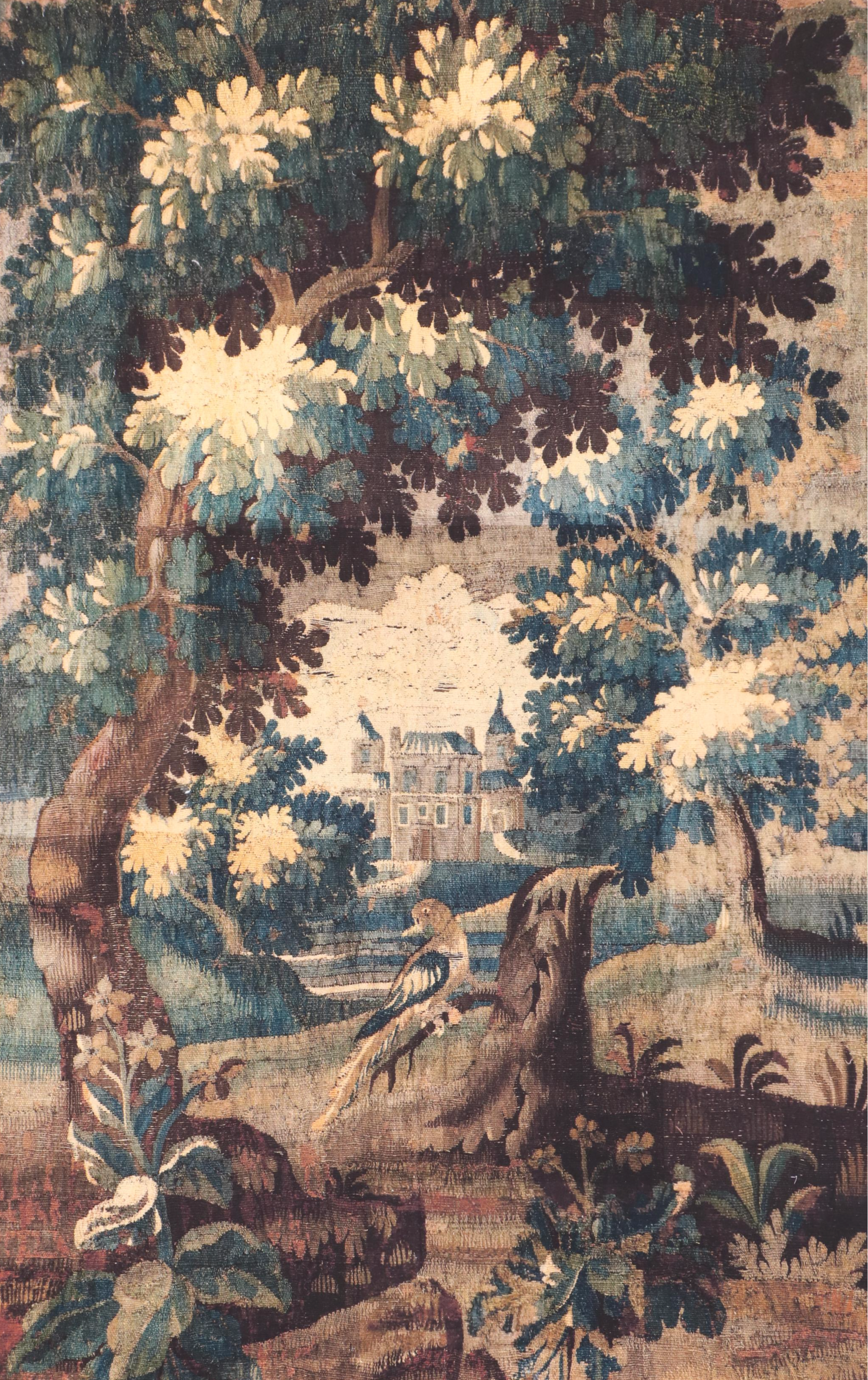 French Verdure Style Tapestry with Wall Hanger Hardware