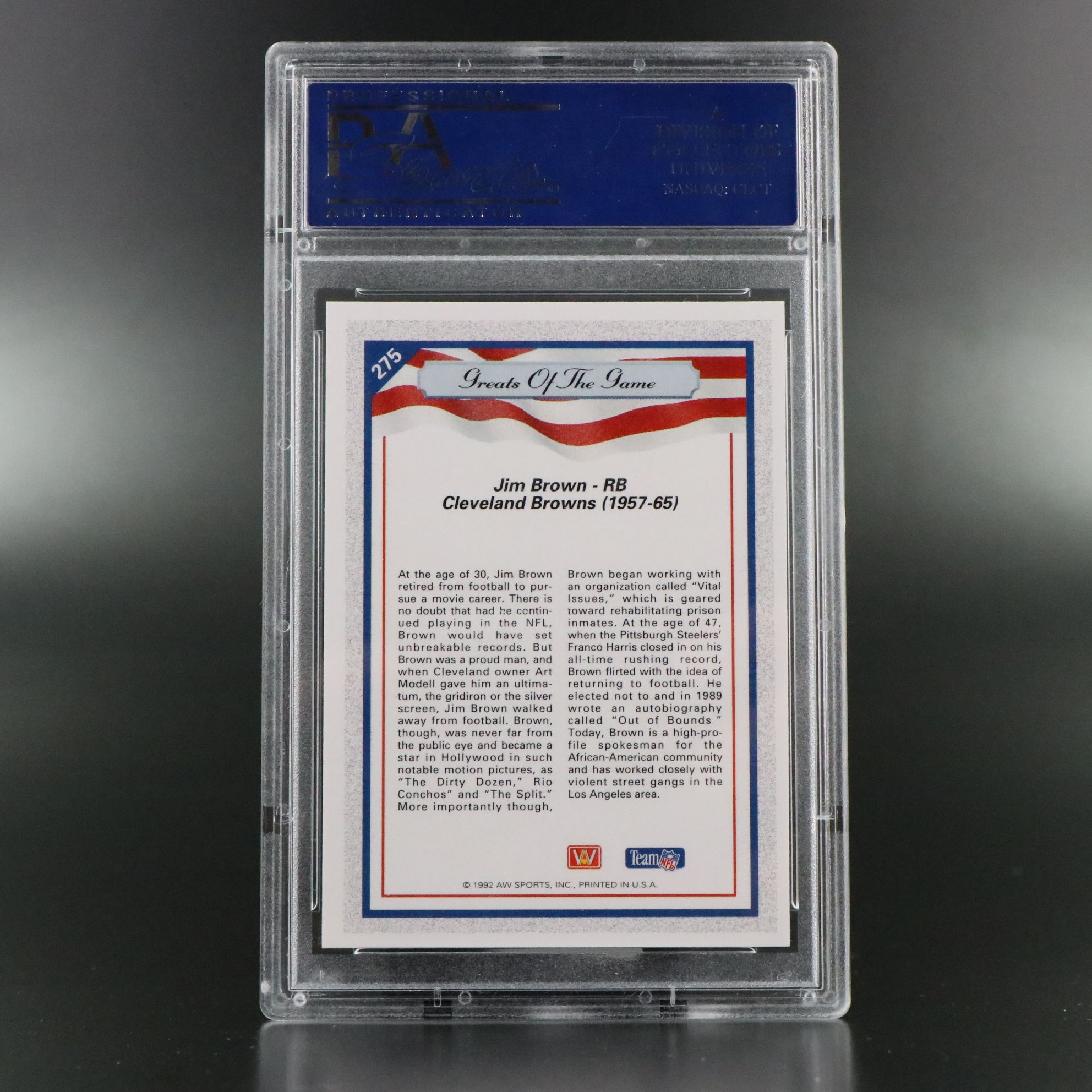 1992 All-World Jim Brown Greats of The Game PSA Graded Football Cards