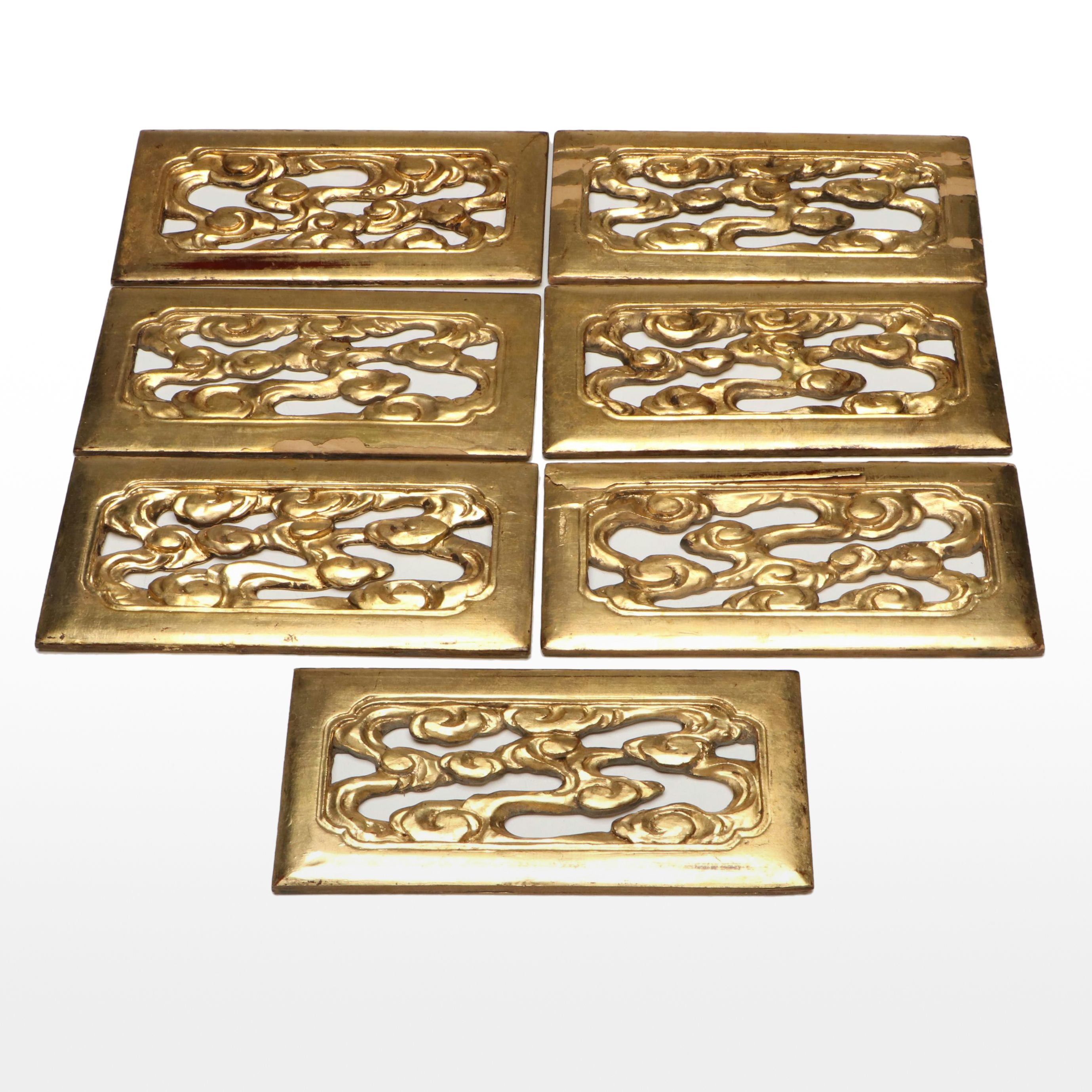 East Asian Slotted Gilt Decorative Panels