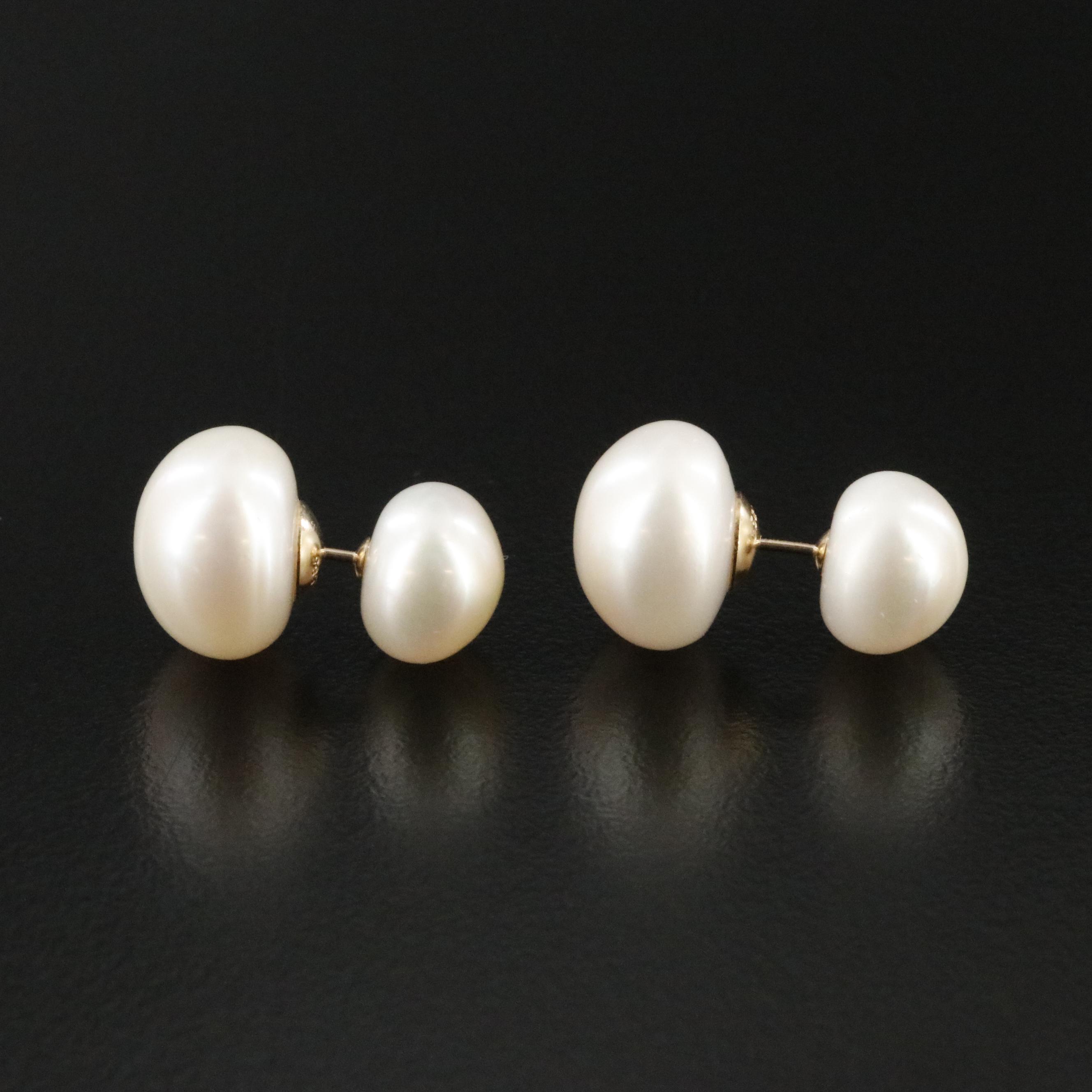 14K Pearl Front-Back Earrings