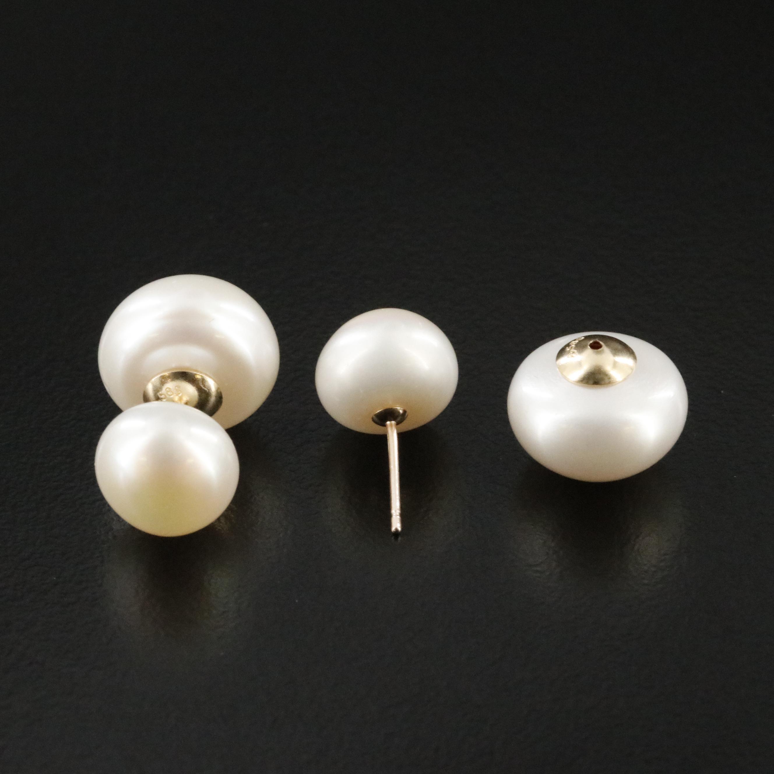 14K Pearl Front-Back Earrings