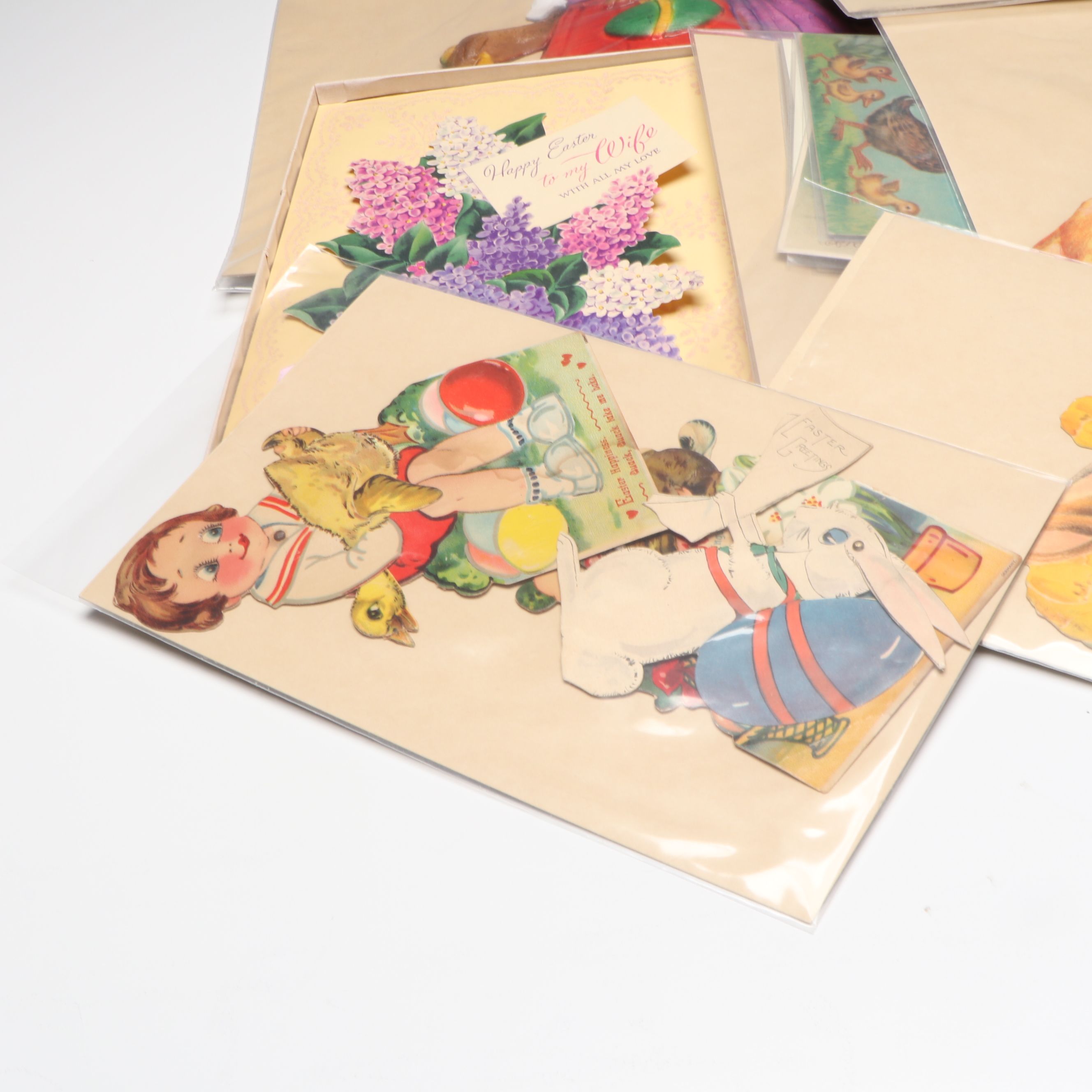 Easter Bunny Cardboard Plaques with Postcards and More Ephemera