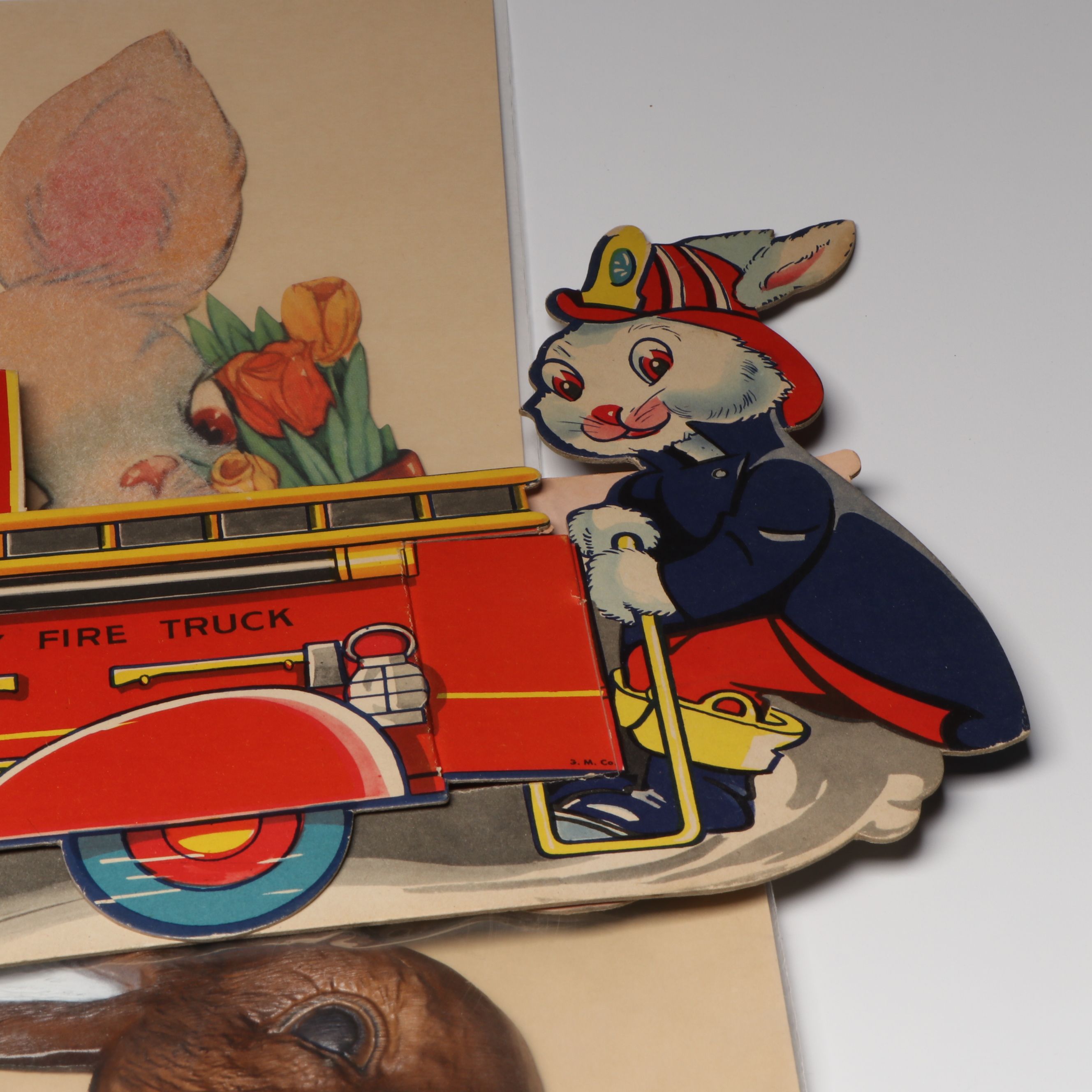 Easter Bunny Cardboard Plaques with Postcards and More Ephemera