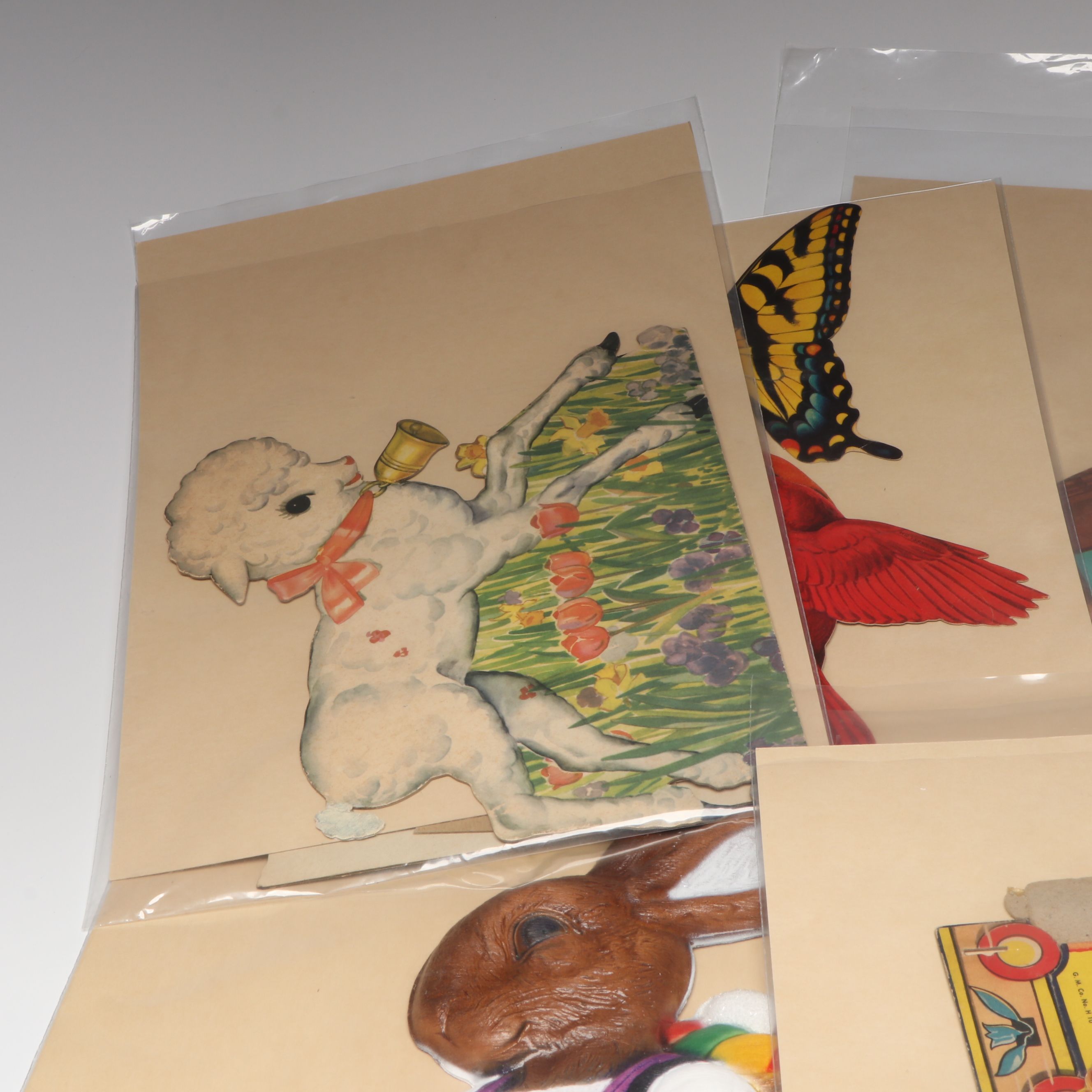 Easter Bunny Cardboard Plaques with Postcards and More Ephemera