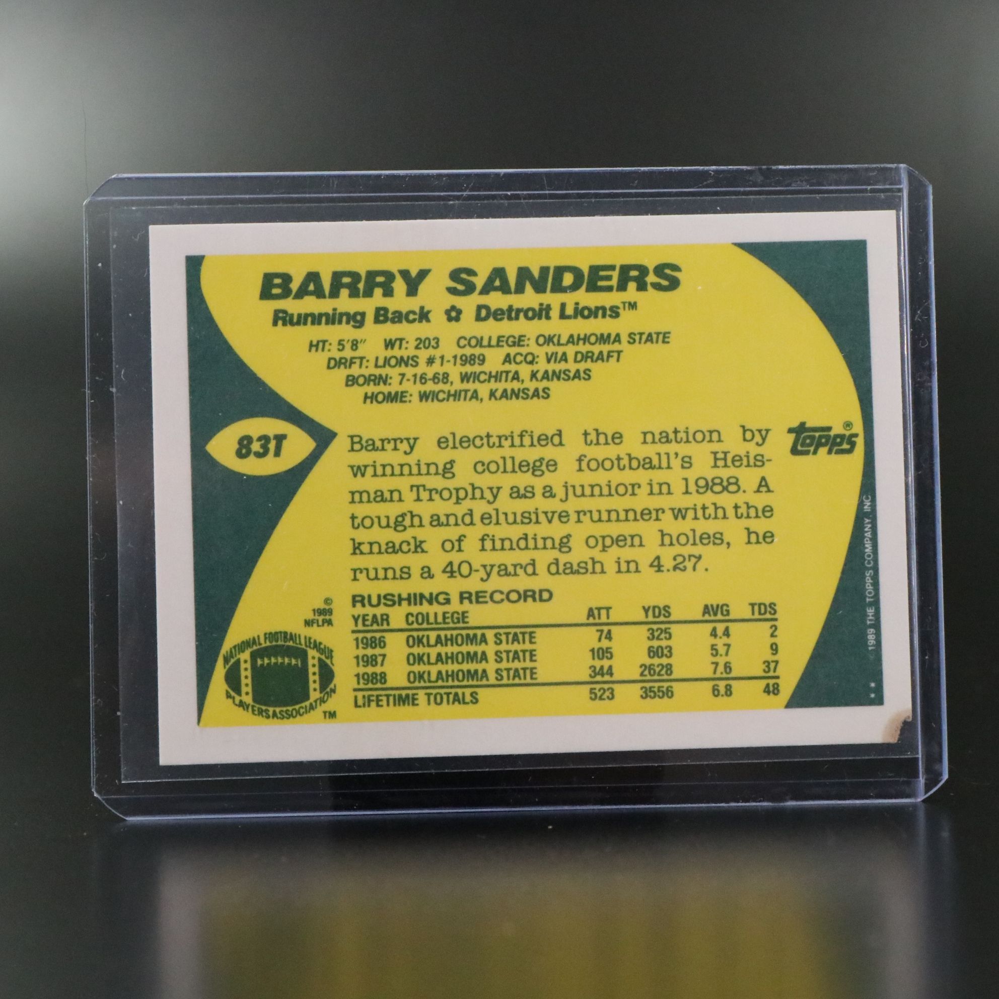 1989 Topps Traded Barry Sanders Detroit Lions Rookie Football Cards