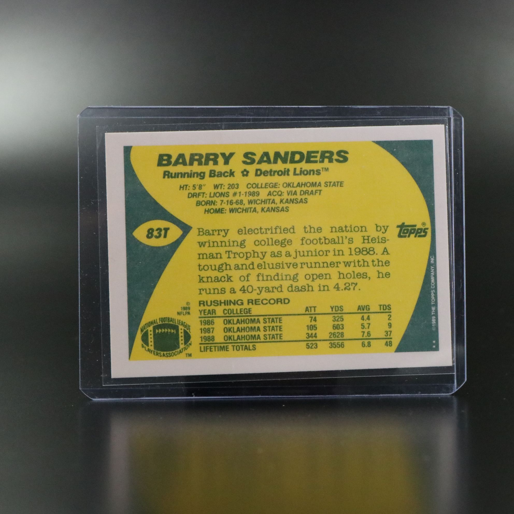 1989 Topps Traded Barry Sanders Detroit Lions Rookie Football Cards