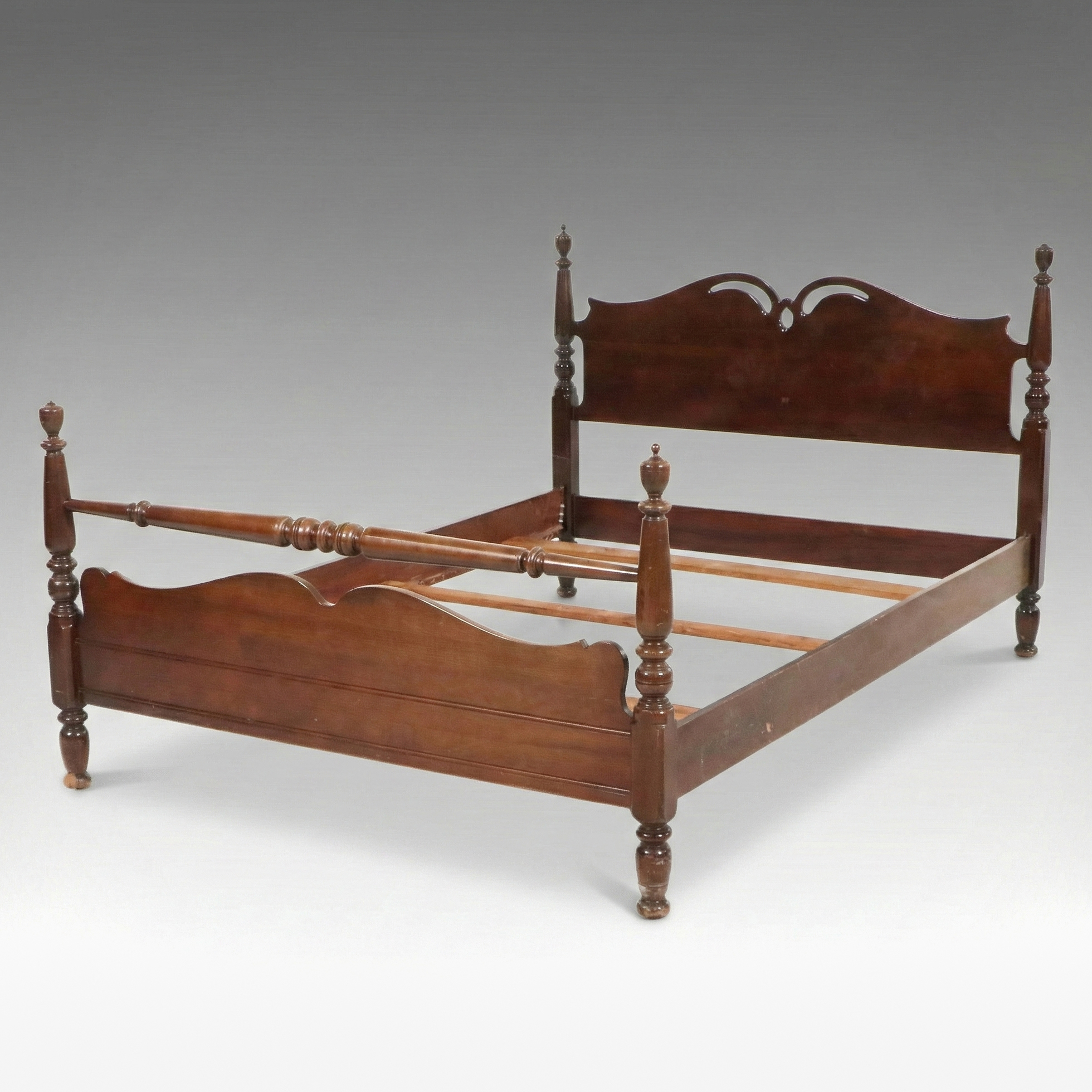 Country Sheraton Style Cherry Four Poster Bed, Early to Mid-20th Century