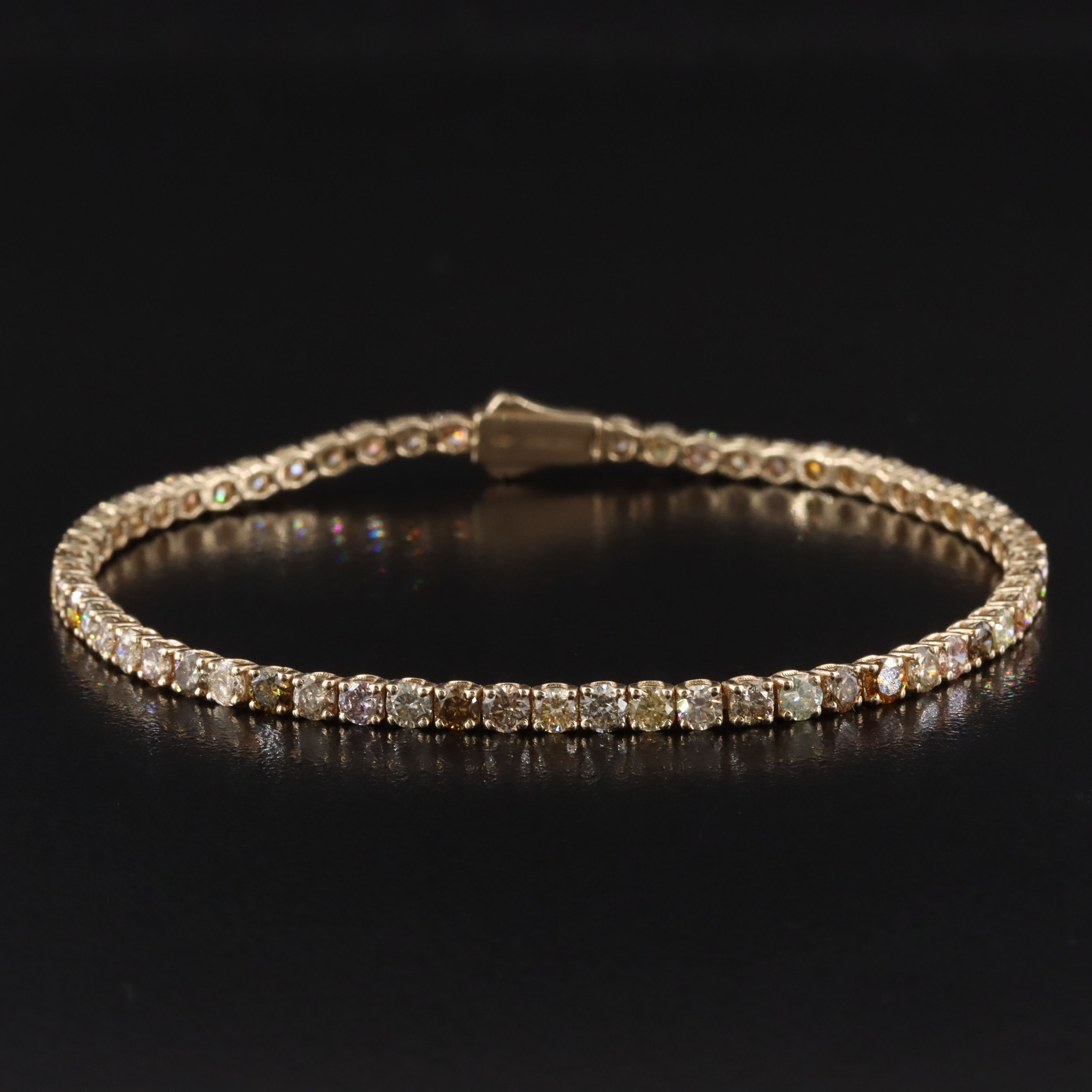 14K 5.34 CTW Fancy Diamond Line Bracelet with IGI Jewelry Report