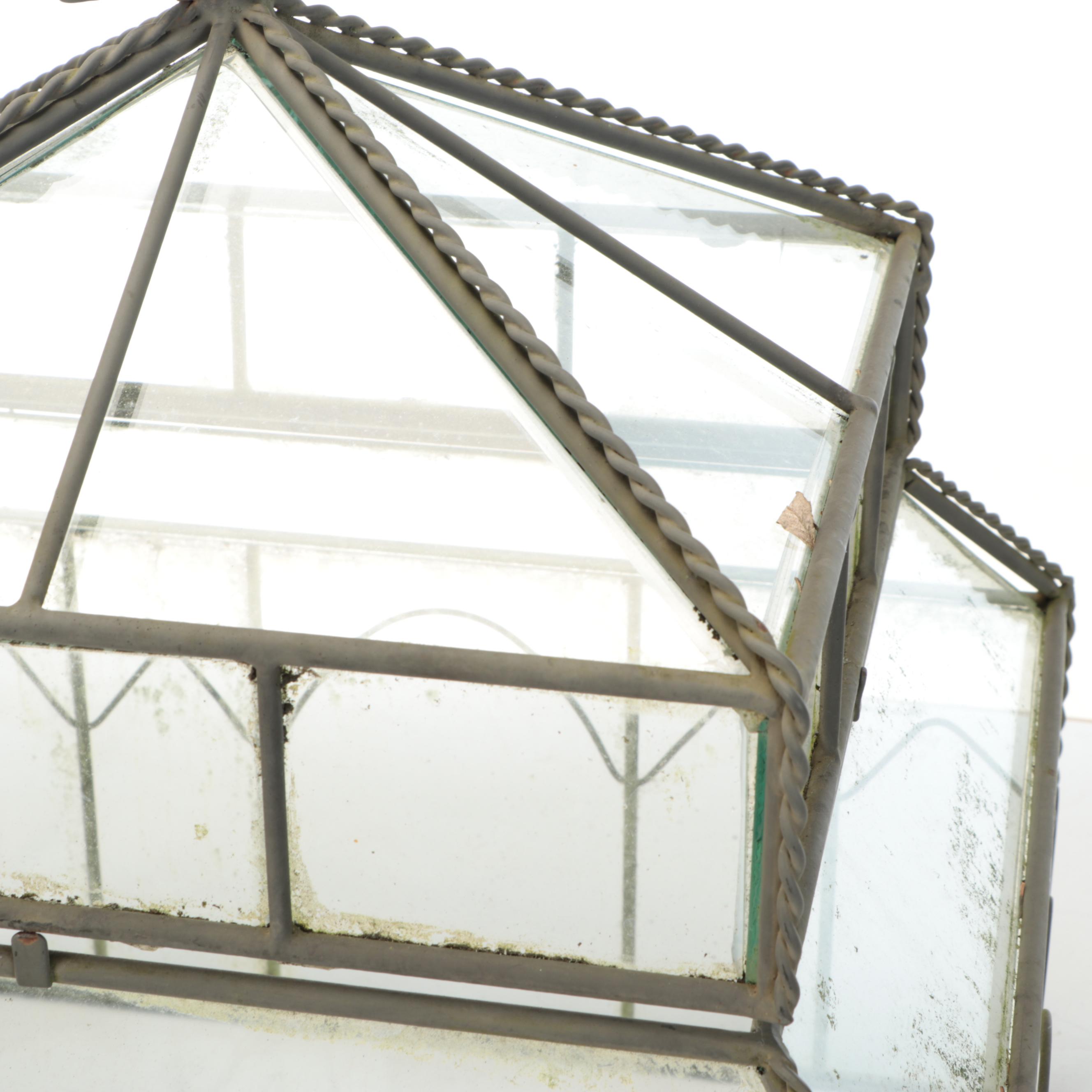 Victorian Style Glass and Metal Pagoda Shaped Terrarium