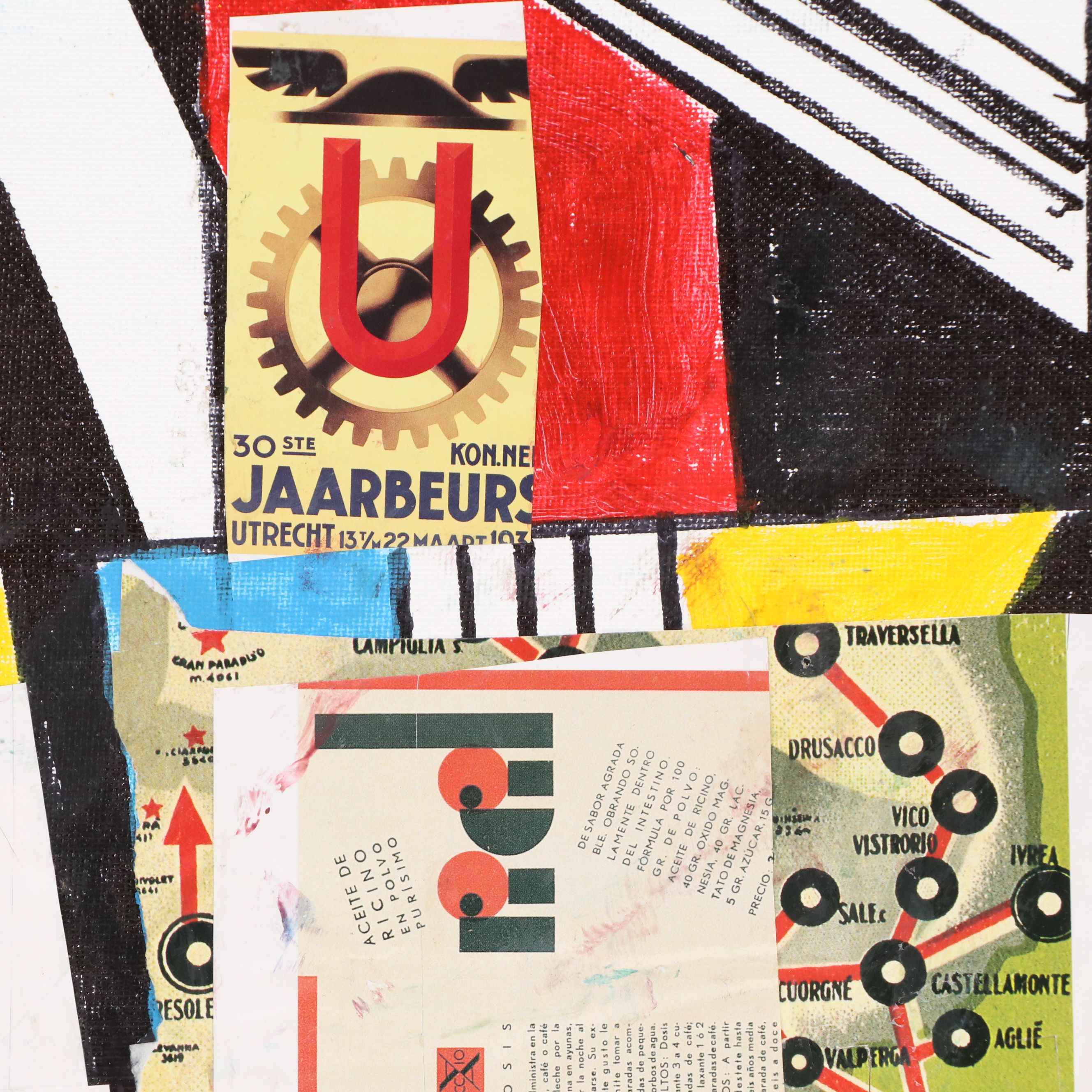 Ronald G. Ahlström Abstract Expressionist Mixed Media Collage, Late 20th Century