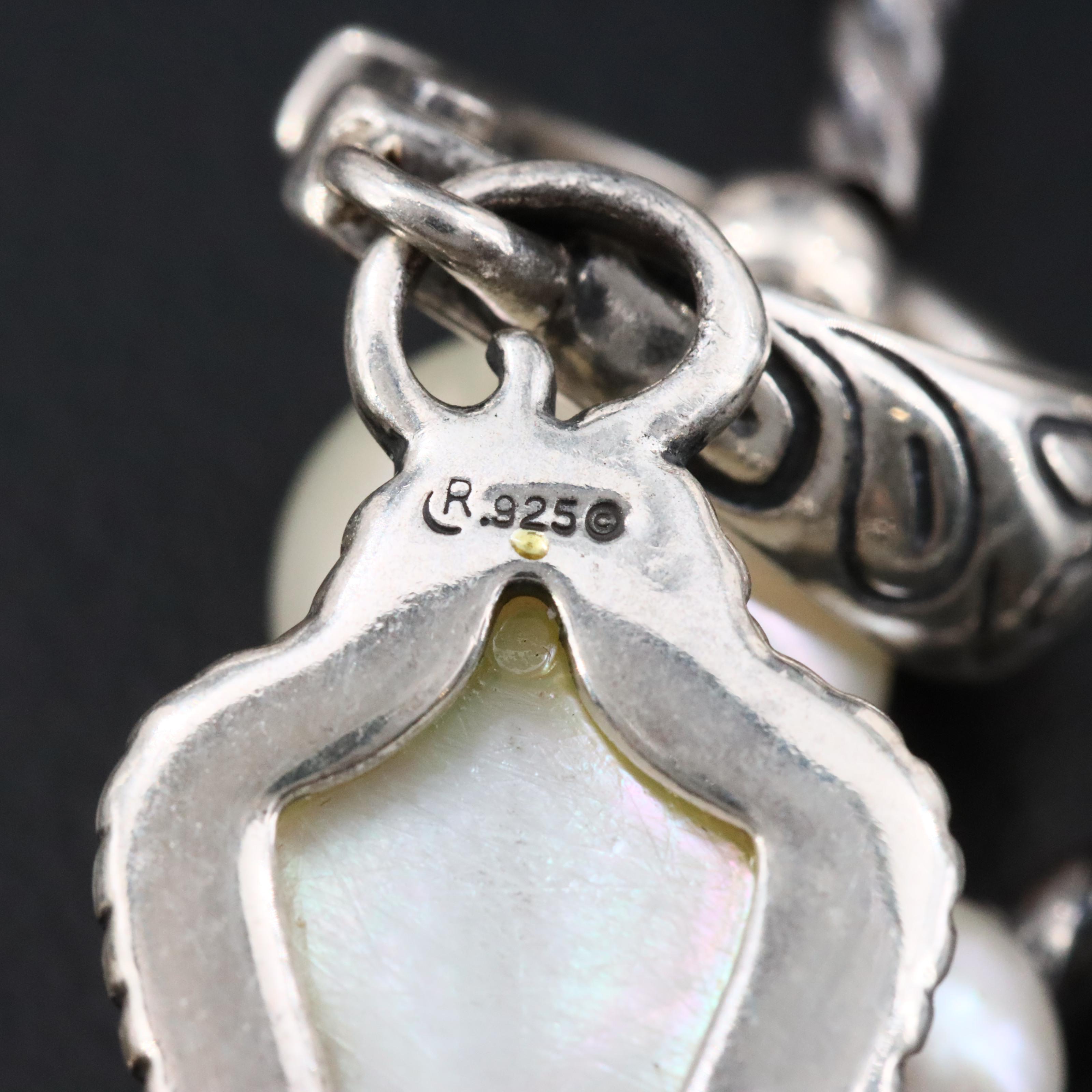 Carolyn Pollack for Relios Sterling Carved Mother-of-Pearl Cross Necklace