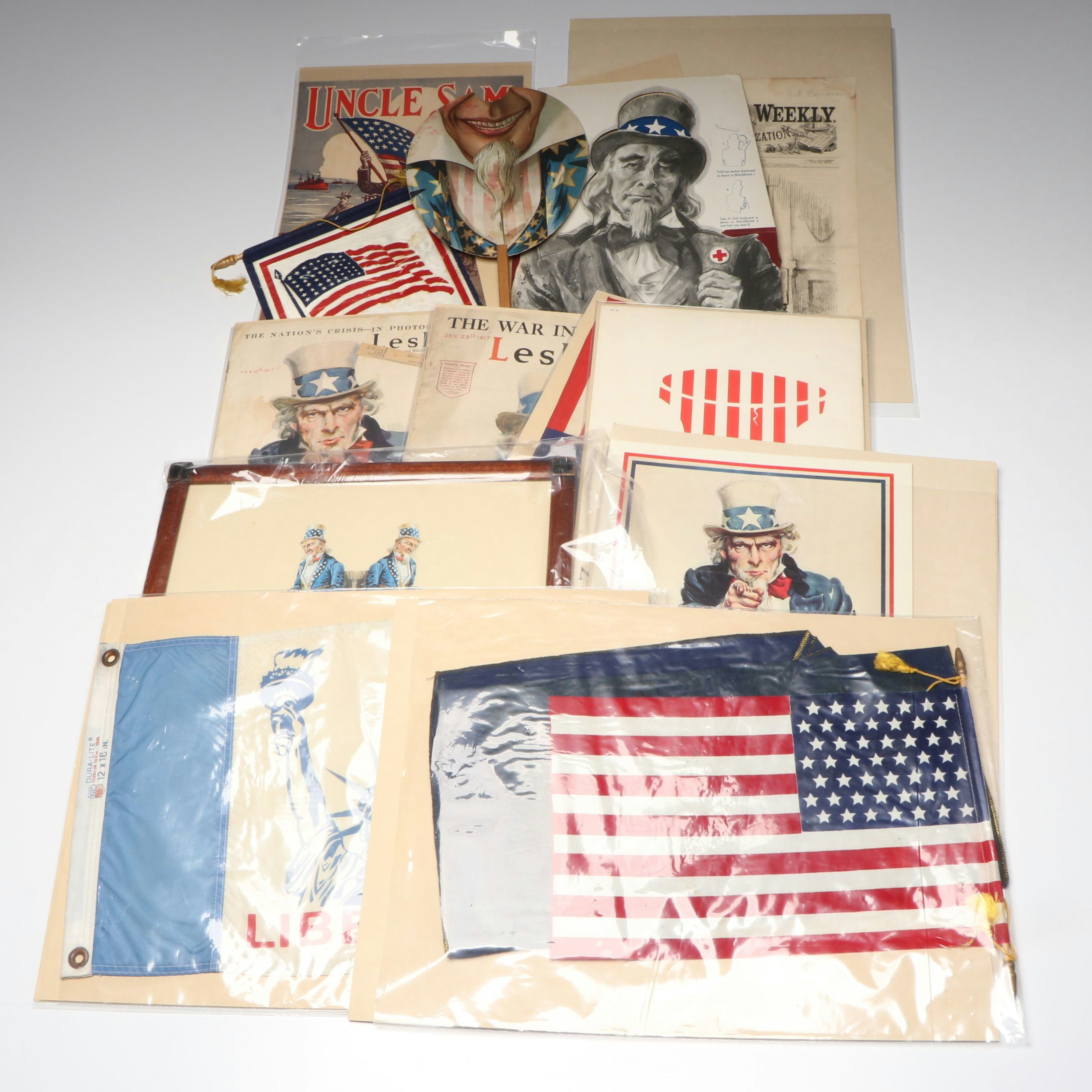 Leslie's Magazine "The War in Pictures" and More Patriotic Ephemera and Décor