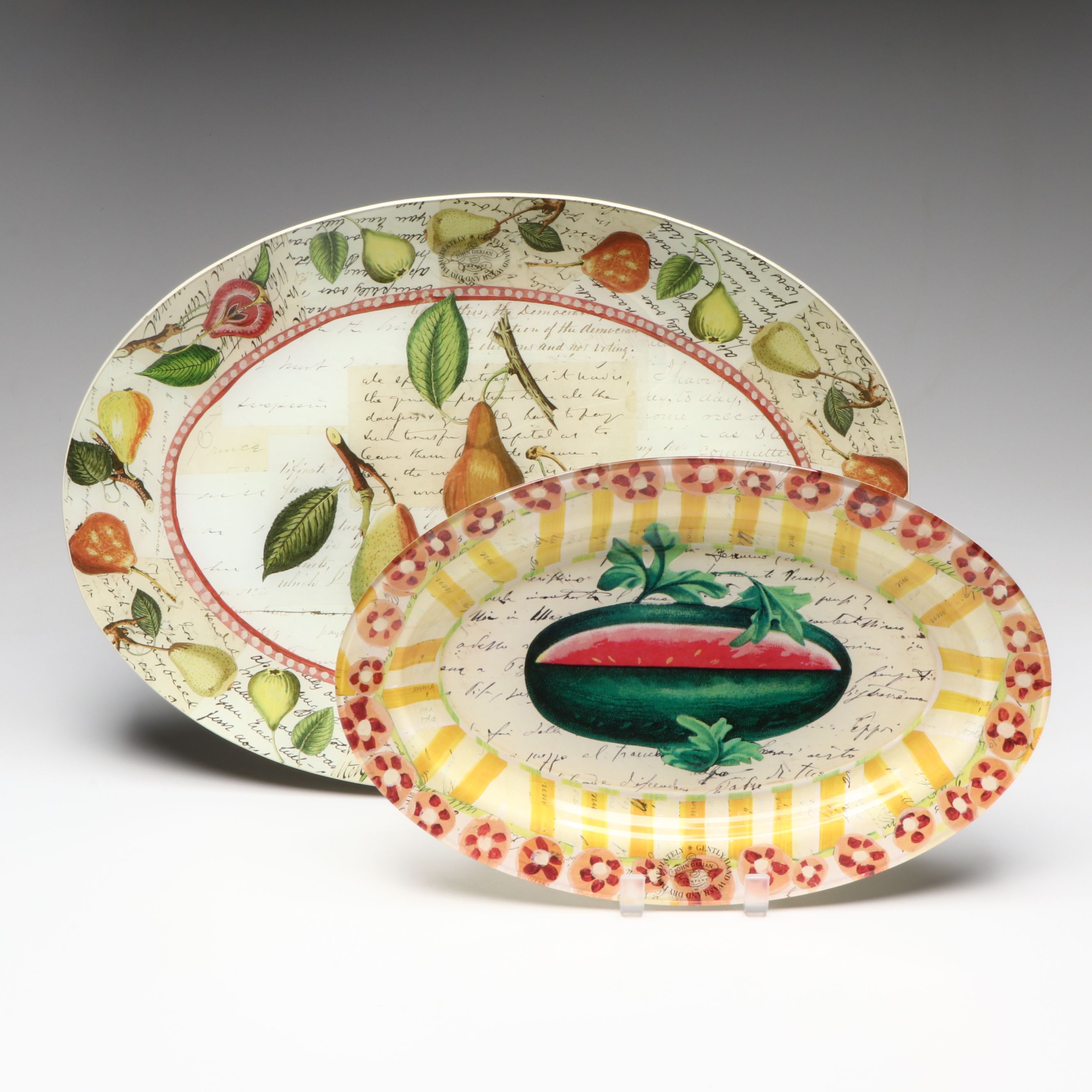 John Derian Octagonal Decoupage Glass Serving Platters