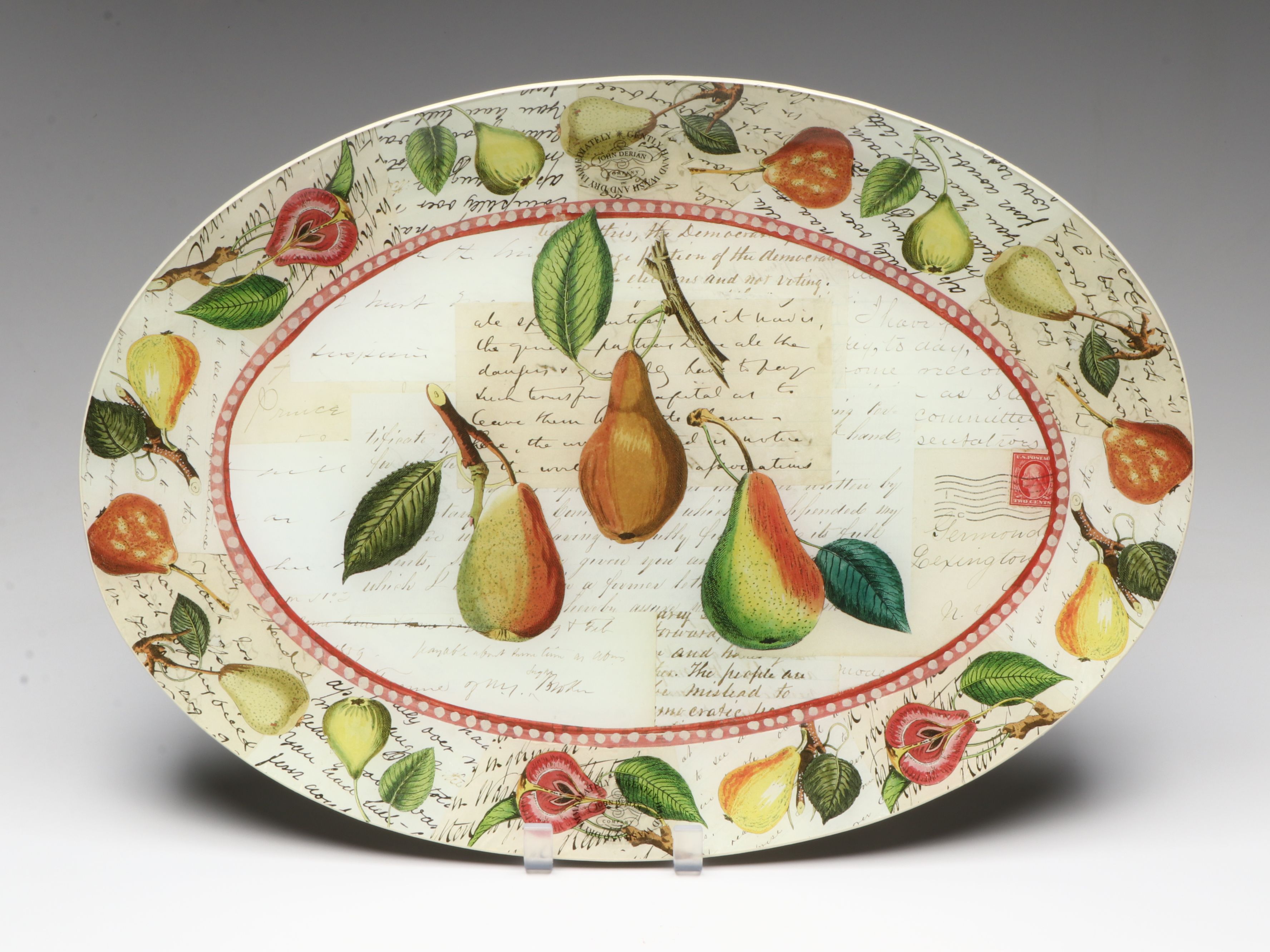 John Derian Octagonal Decoupage Glass Serving Platters