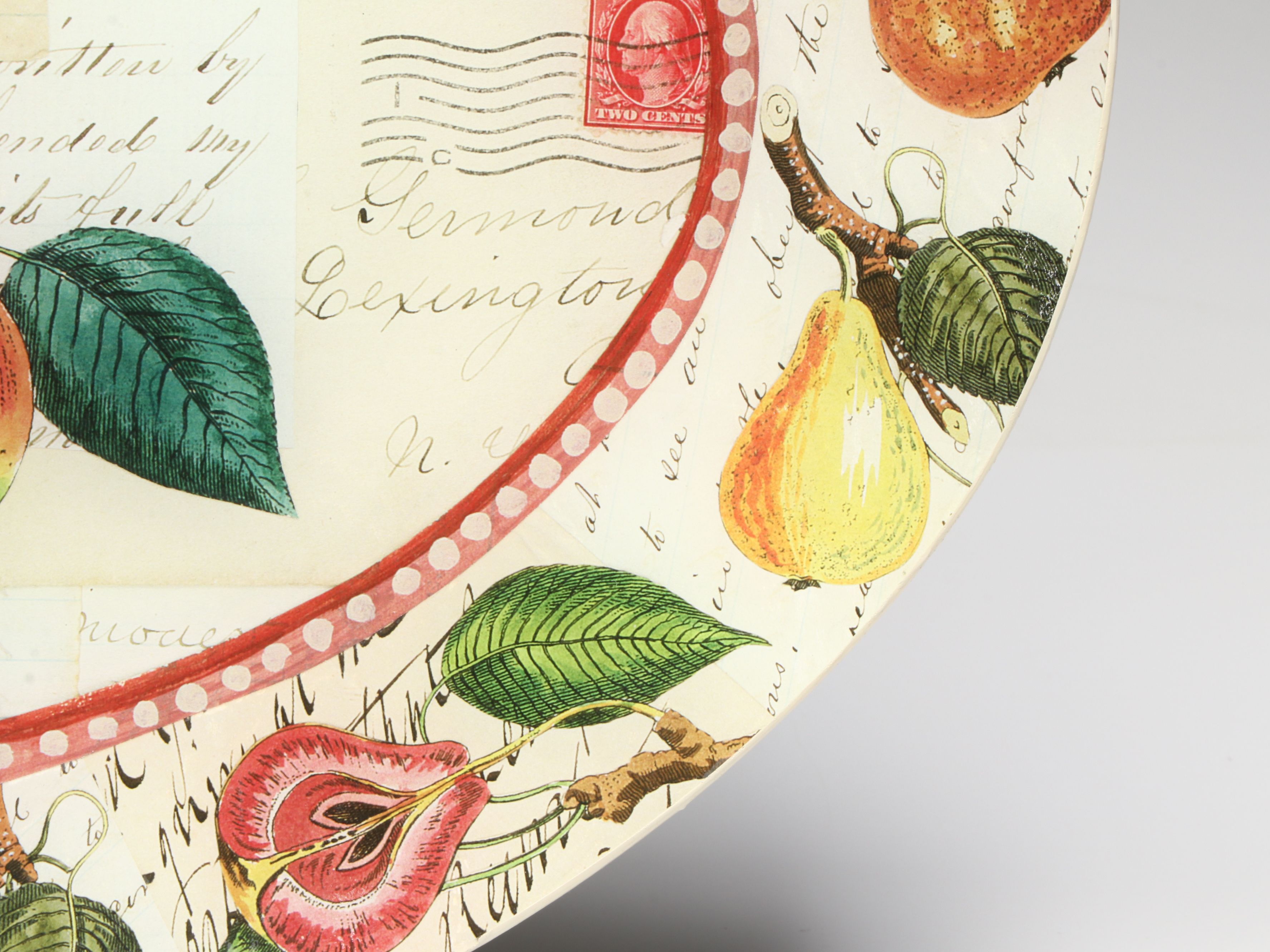 John Derian Octagonal Decoupage Glass Serving Platters