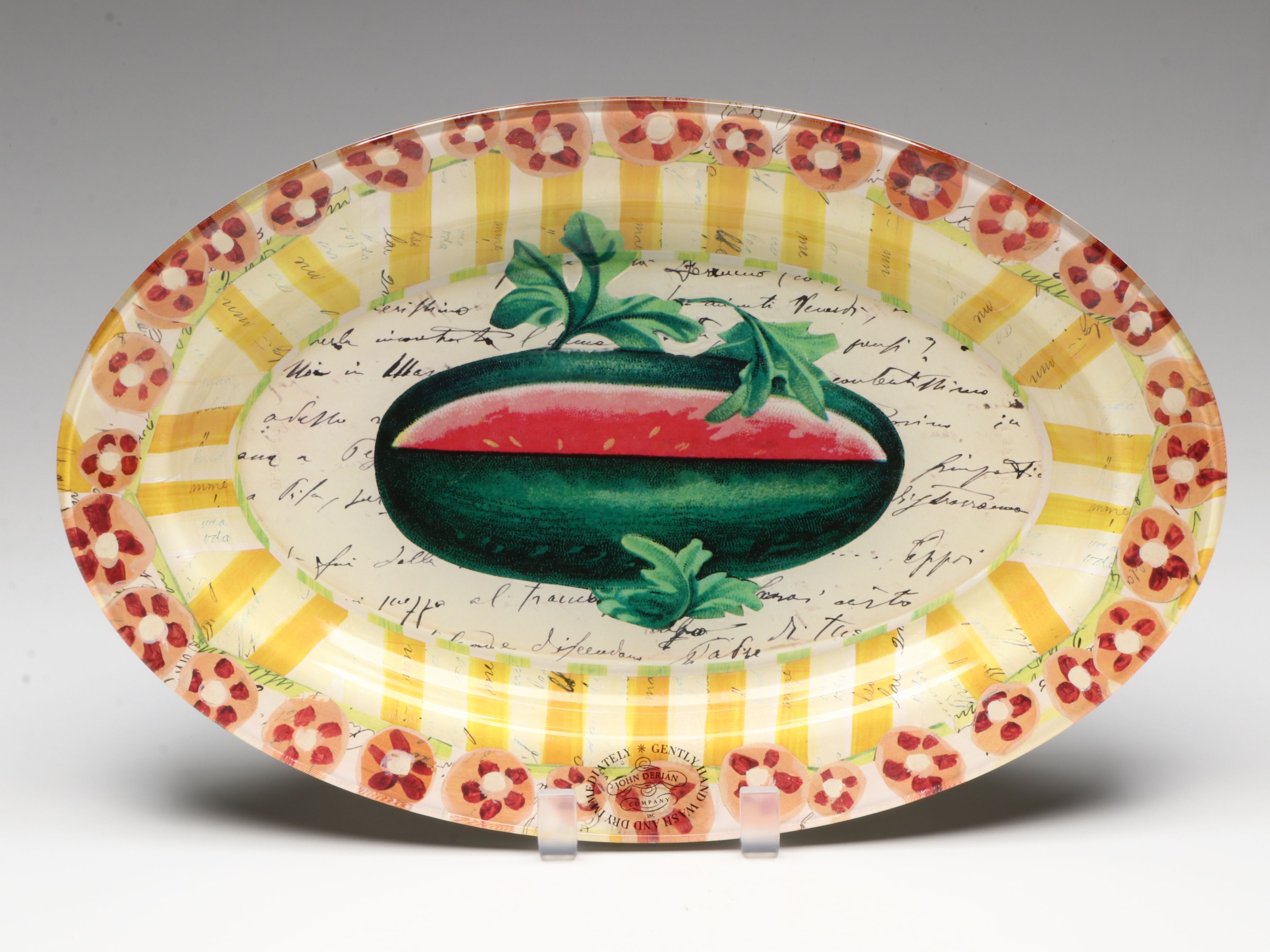 John Derian Octagonal Decoupage Glass Serving Platters