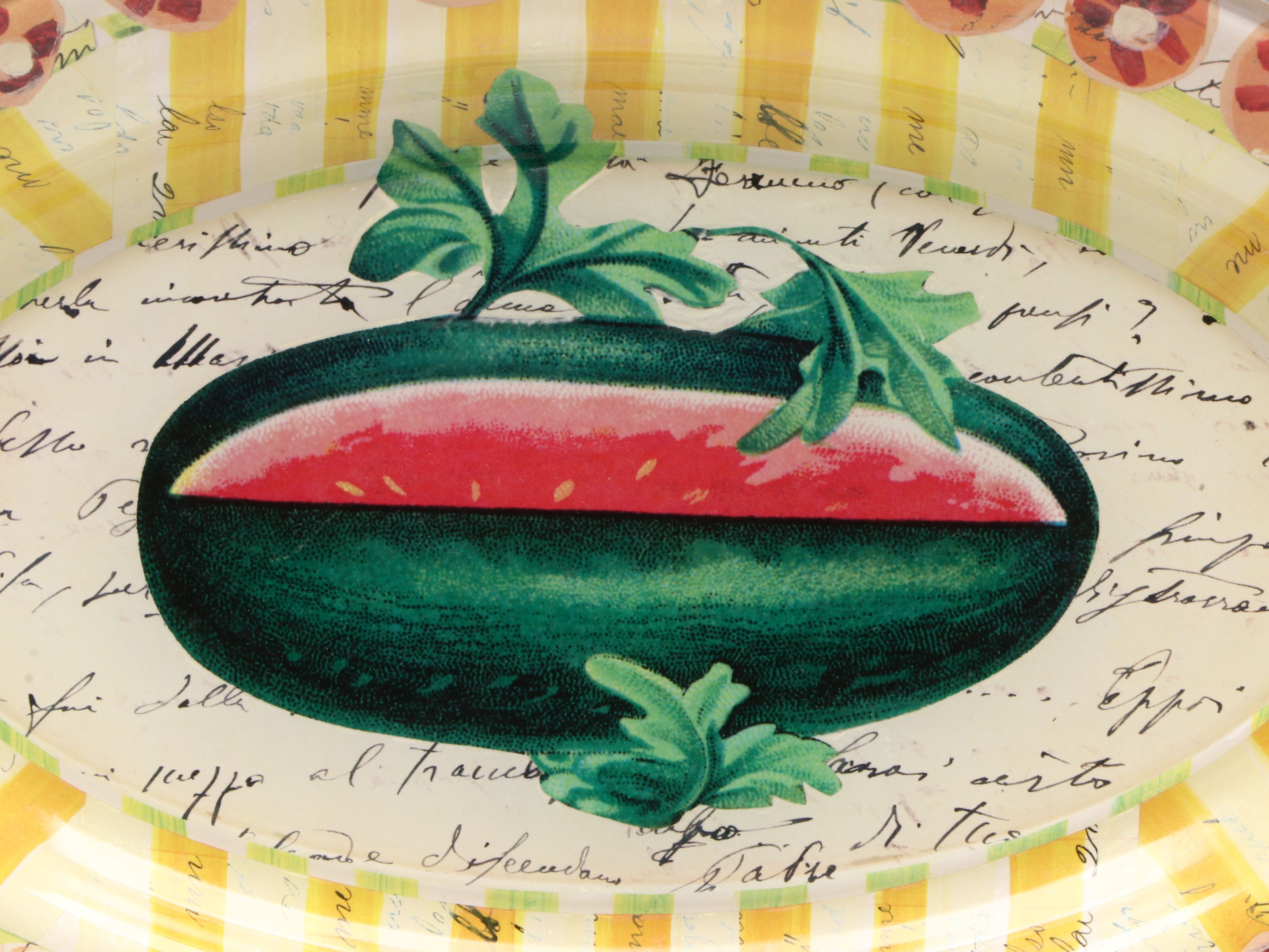 John Derian Octagonal Decoupage Glass Serving Platters