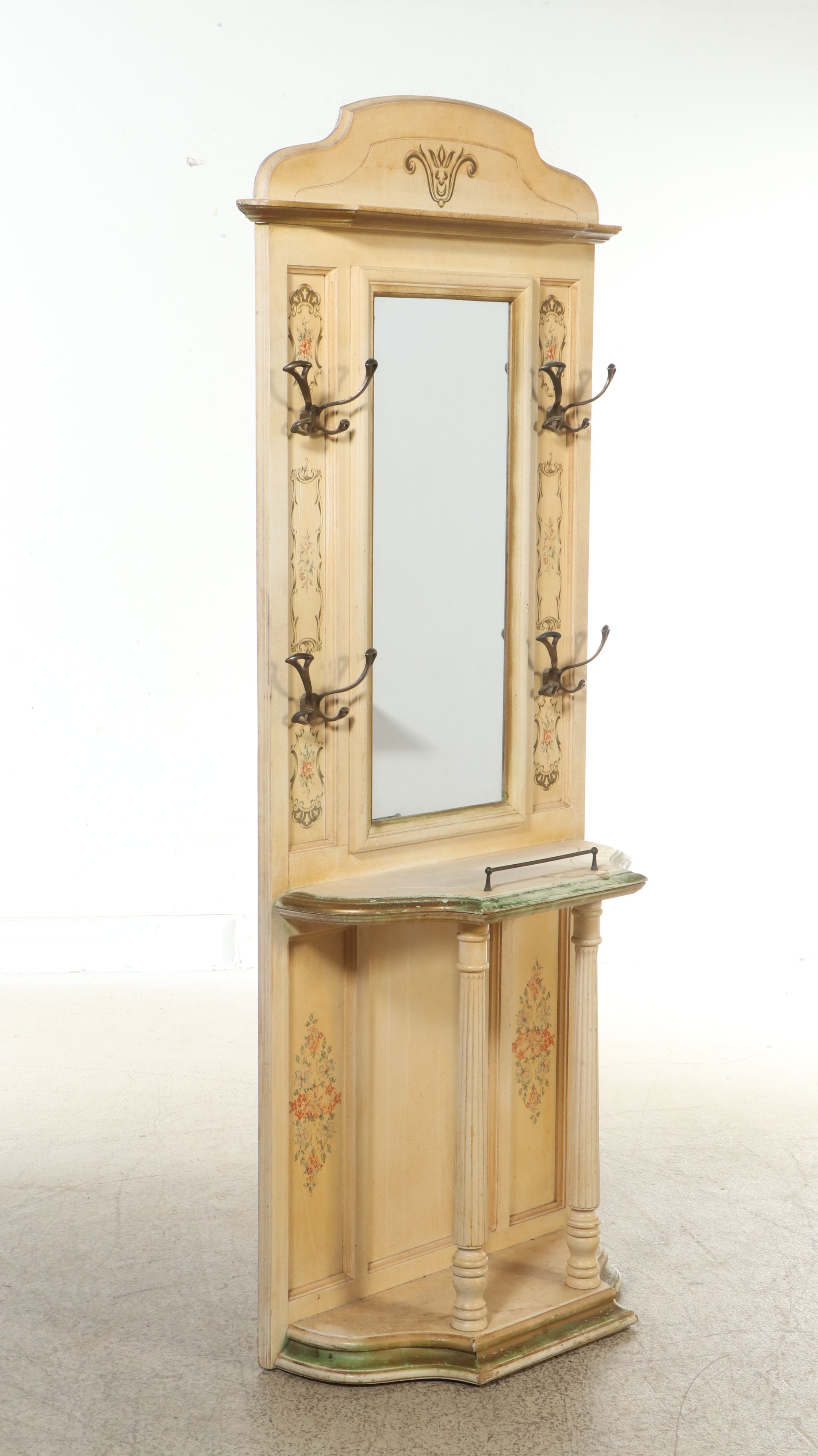 Victorian Style Painted Decorated Hall Tree